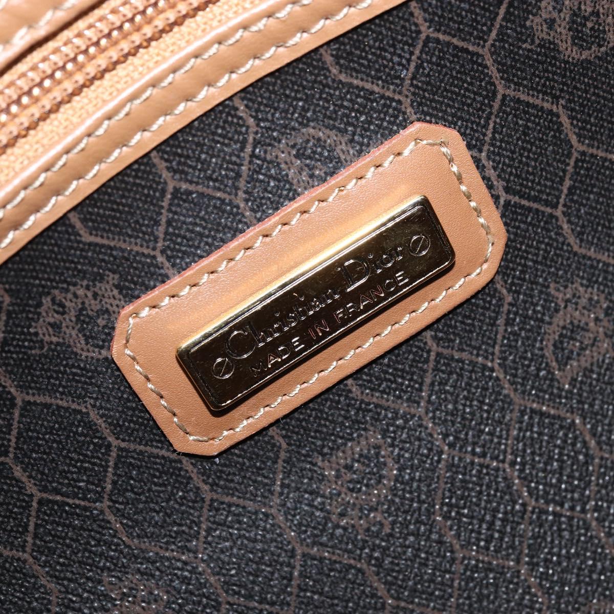 Christian Dior Honeycomb Canvas Hand Bag PVC Black Gold Auth ka3068A