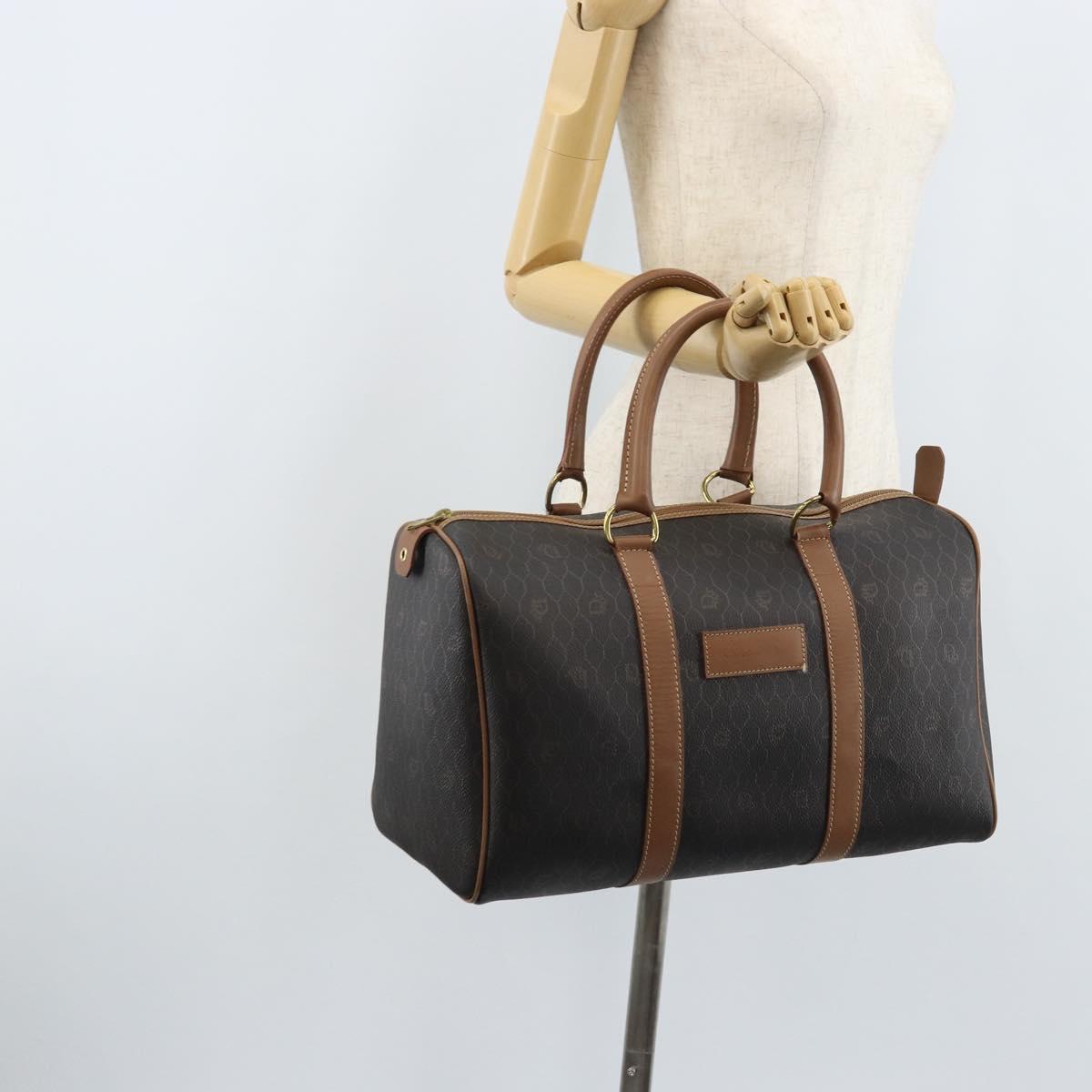 Christian Dior Honeycomb Canvas Hand Bag PVC Black Gold Auth ka3068A