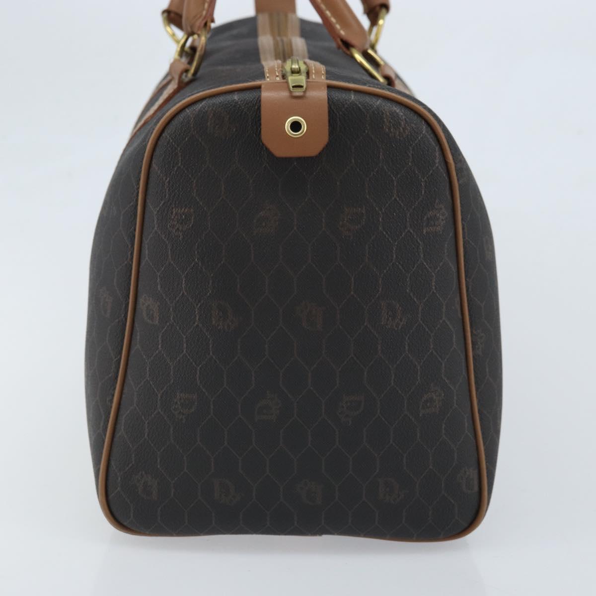 Christian Dior Honeycomb Canvas Hand Bag PVC Black Gold Auth ka3068A