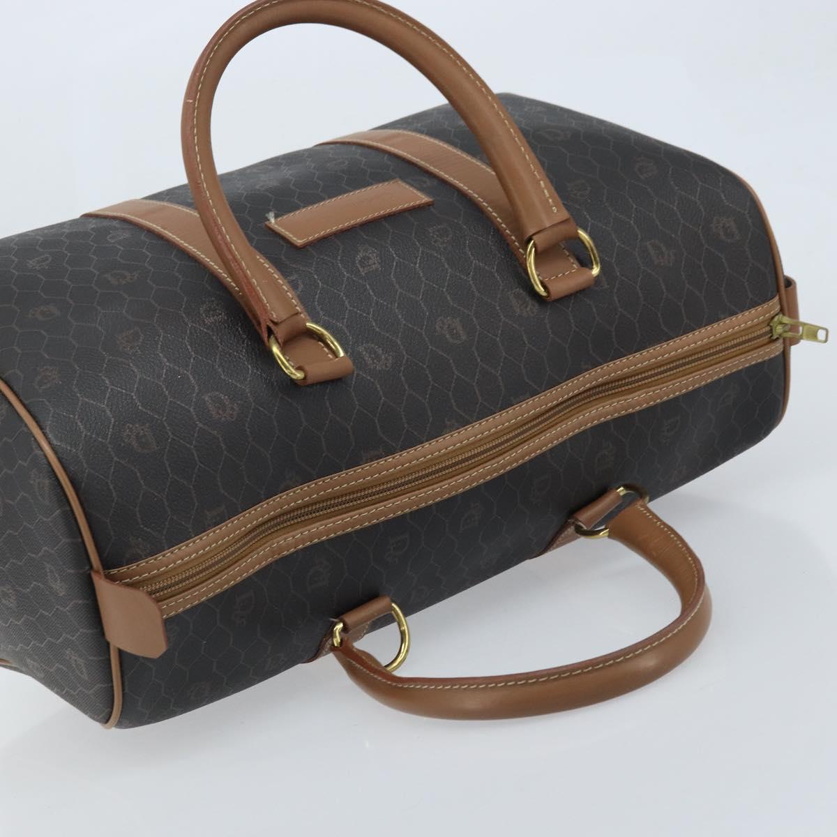 Christian Dior Honeycomb Canvas Hand Bag PVC Black Gold Auth ka3068A