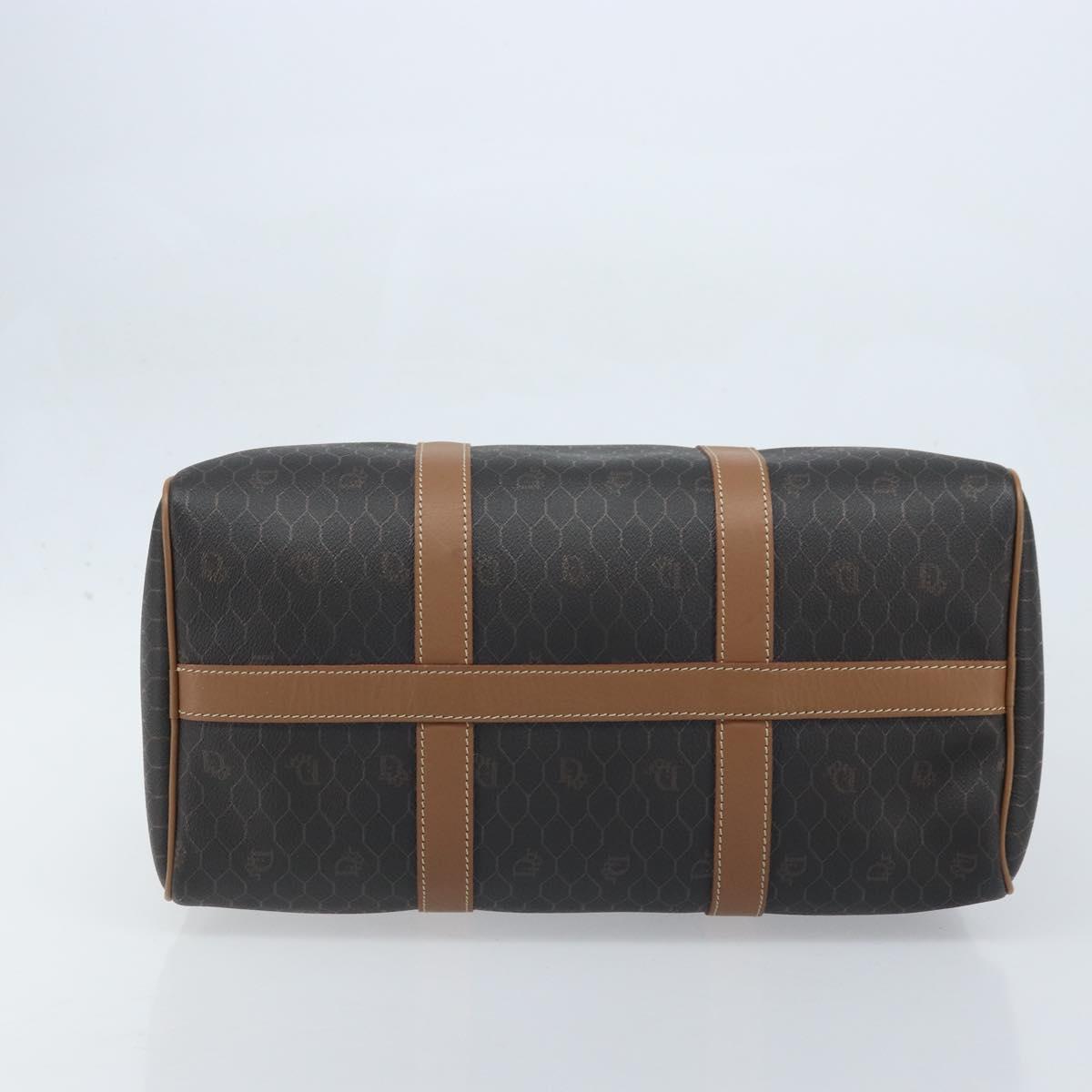 Christian Dior Honeycomb Canvas Hand Bag PVC Black Gold Auth ka3068A