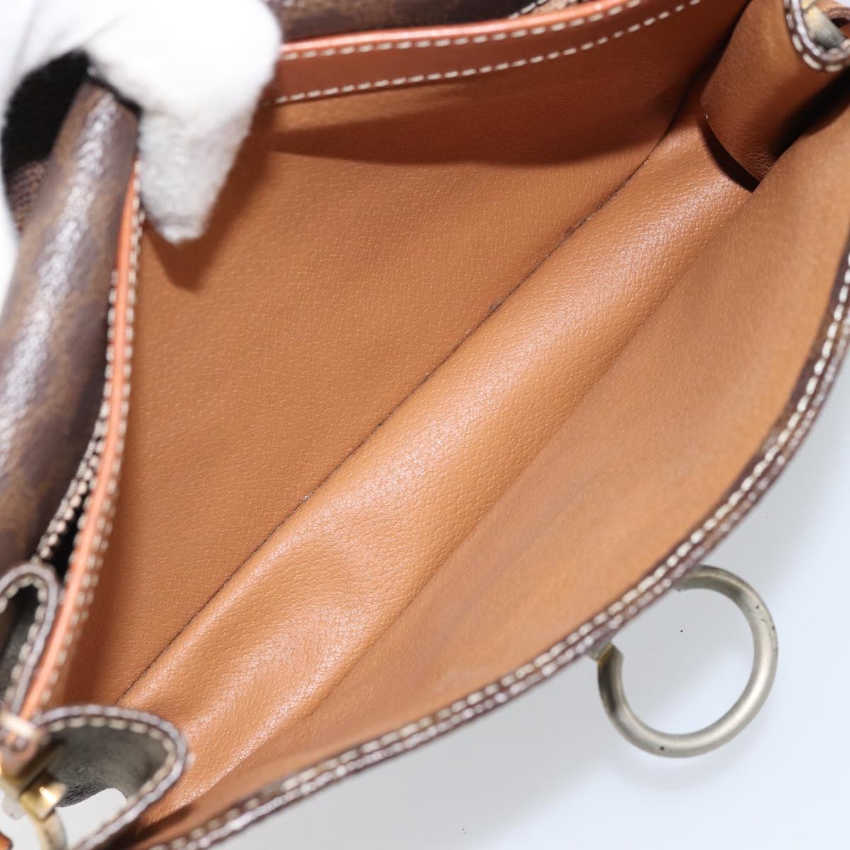 CELINE Macadam Canvas Shoulder Bag PVC Leather Brown Gold Auth ka3071