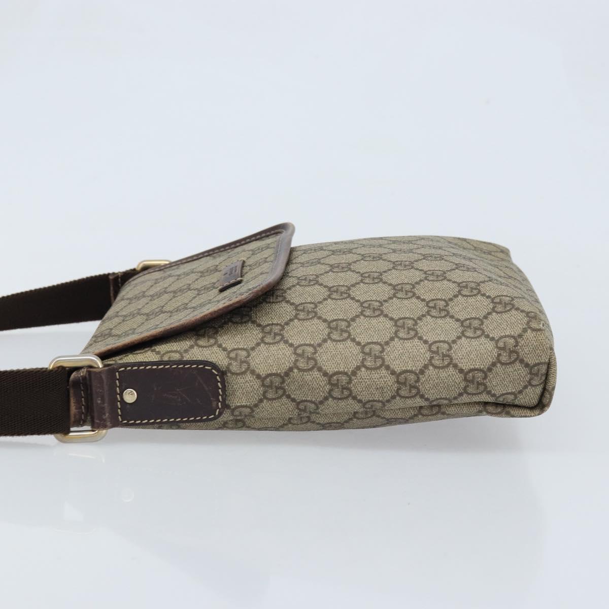 GUCCI GG Supreme Shoulder Bag PVC Gold Beige 223666 Auth ka3073A