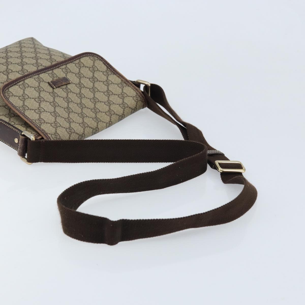 GUCCI GG Supreme Shoulder Bag PVC Gold Beige 223666 Auth ka3073A