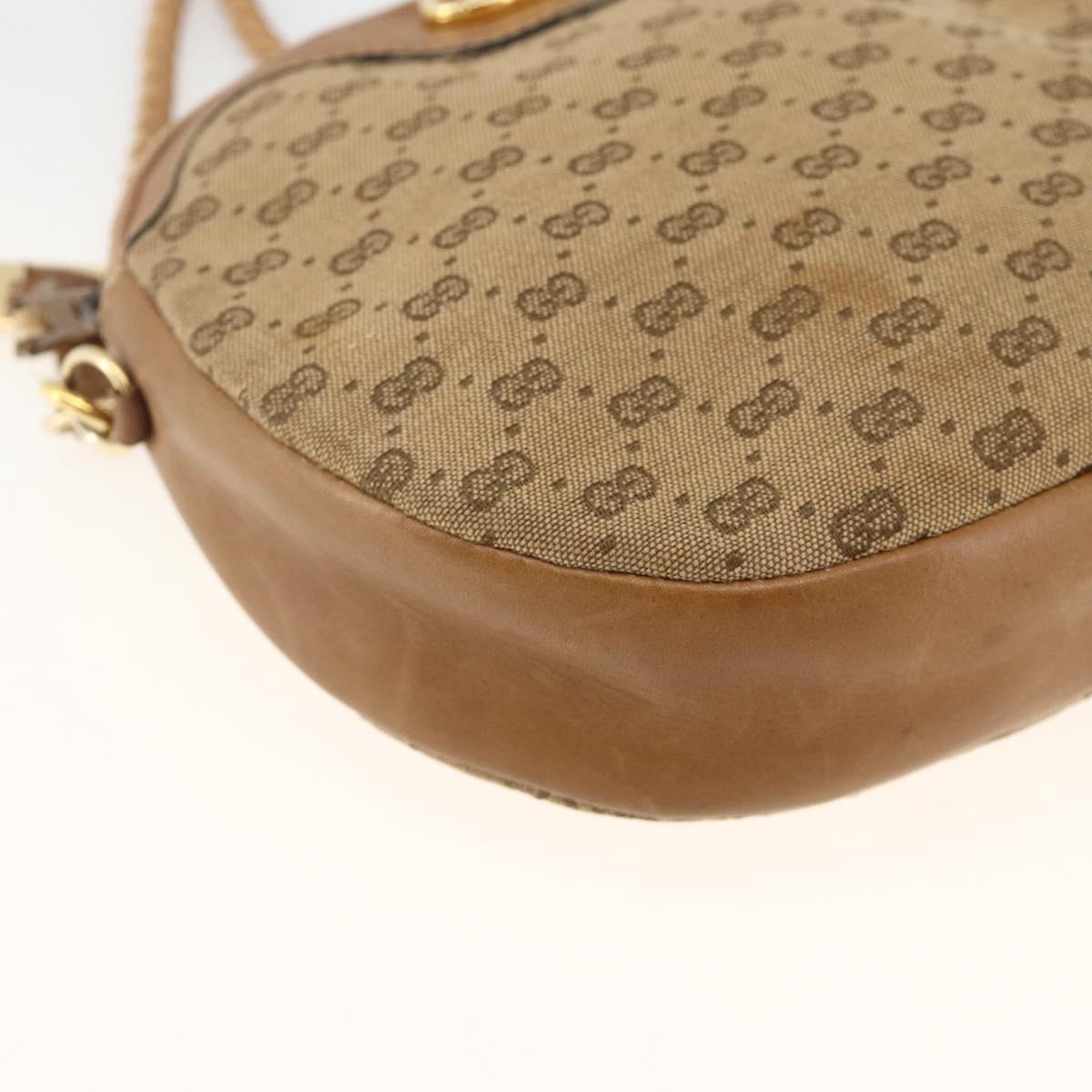GUCCI Micro GG Canvas Shoulder Bag Beige Gold Auth ka3074