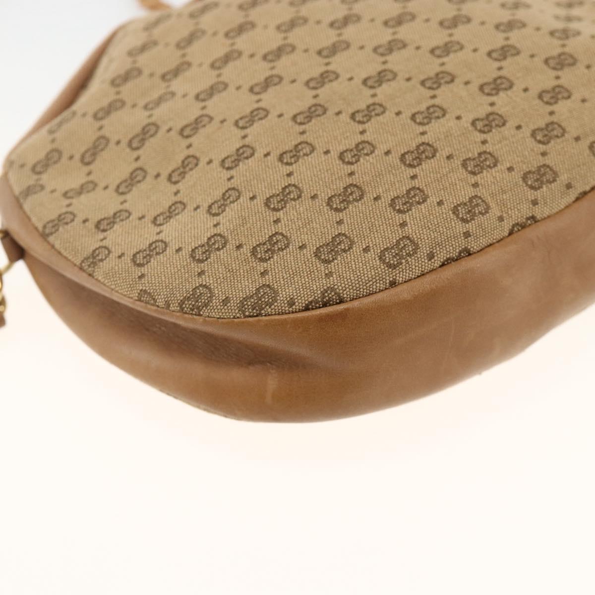 GUCCI Micro GG Canvas Shoulder Bag Beige Gold Auth ka3074