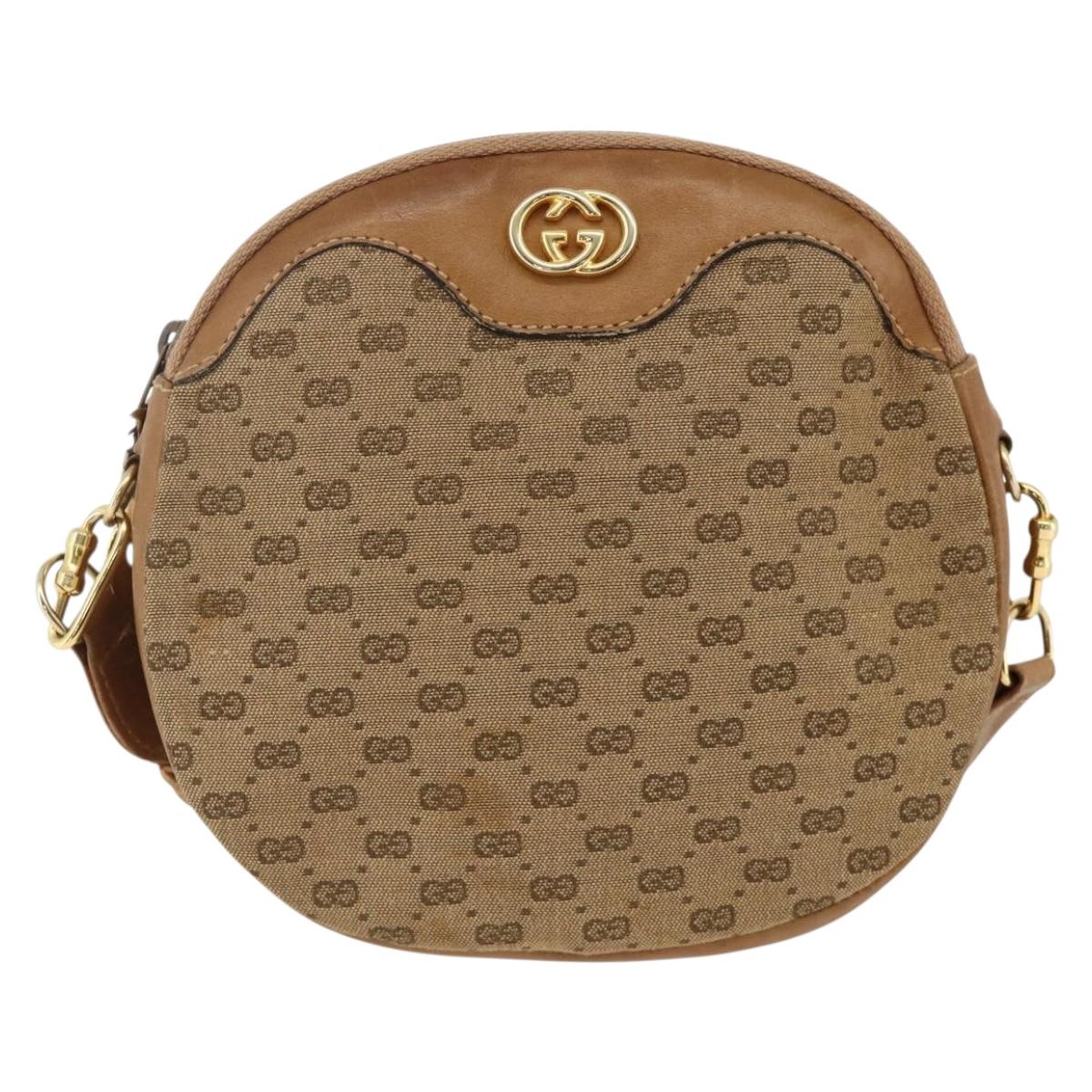 GUCCI Micro GG Canvas Shoulder Bag Beige Gold Auth ka3074