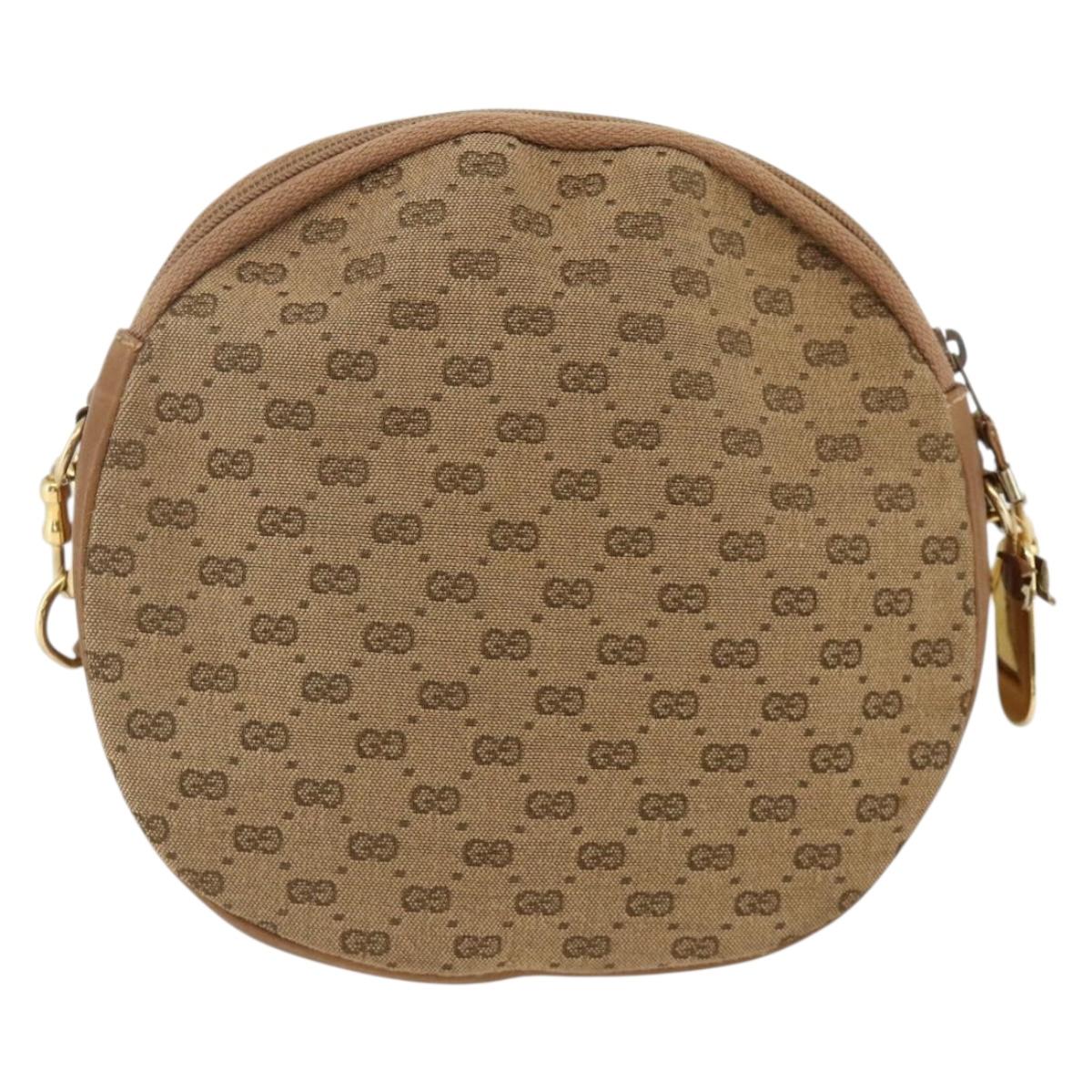 GUCCI Micro GG Canvas Shoulder Bag Beige Gold Auth ka3074