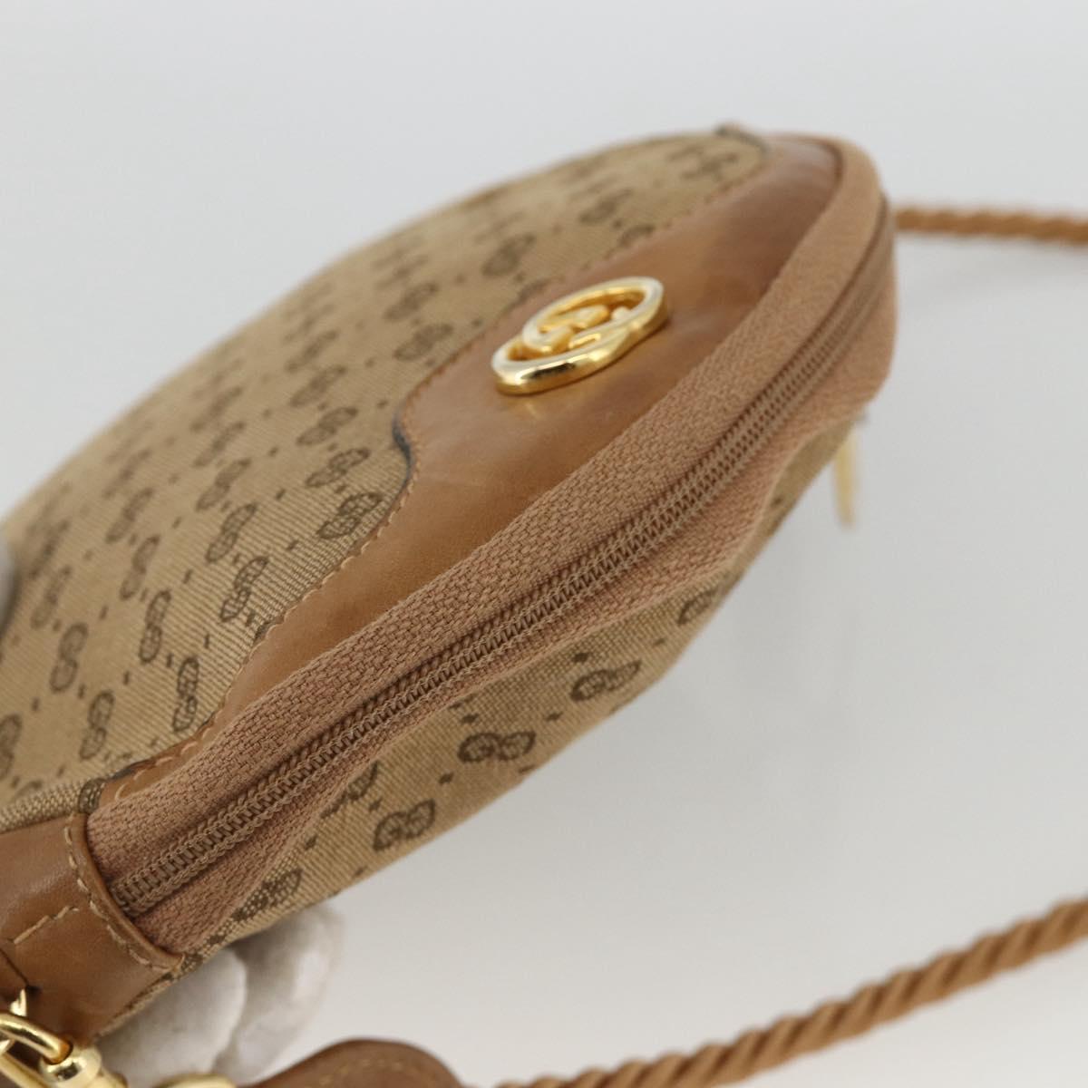 GUCCI Micro GG Canvas Shoulder Bag Beige Gold Auth ka3074