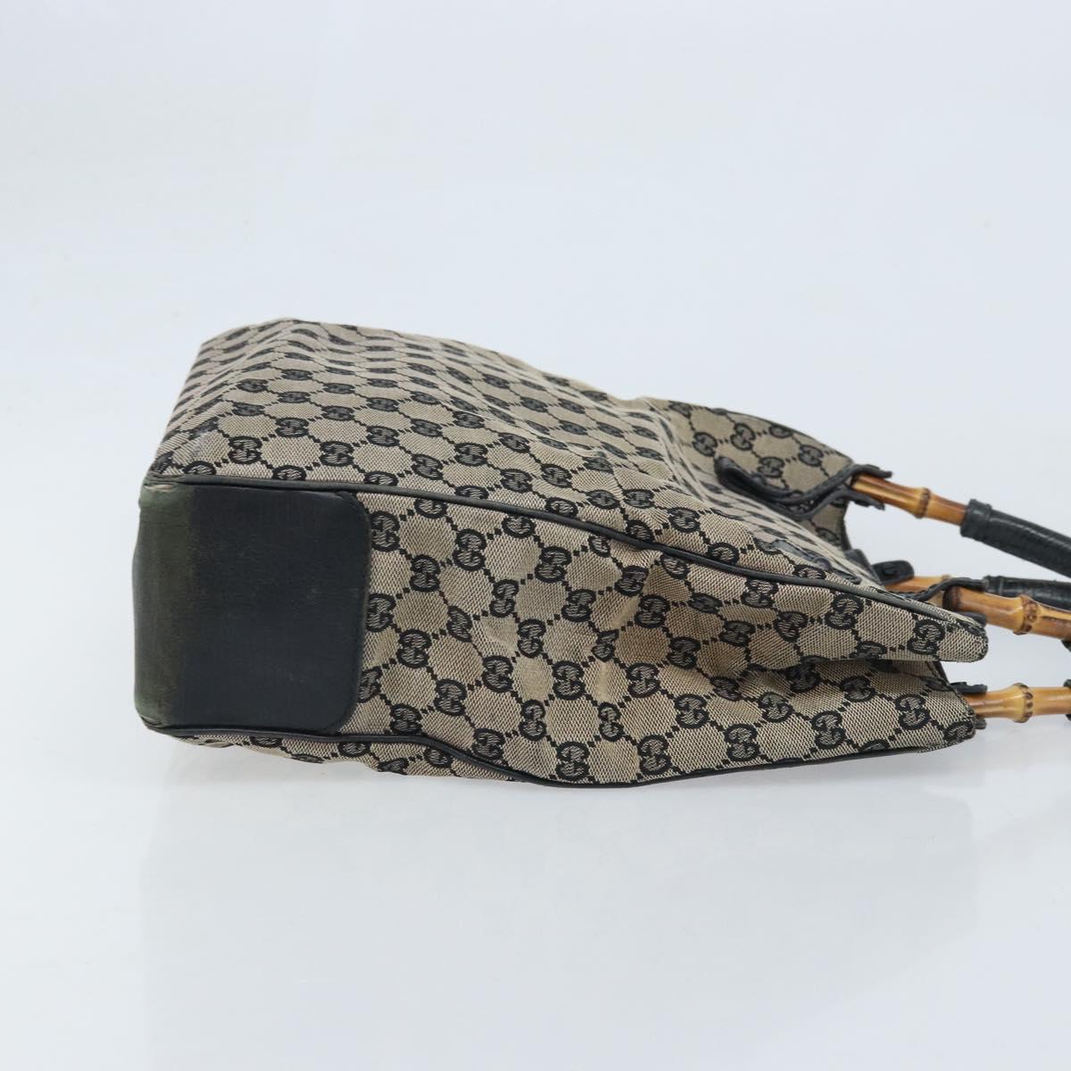 GUCCI GG Canvas Bamboo Hand Bag Beige 112530 Auth ka3079