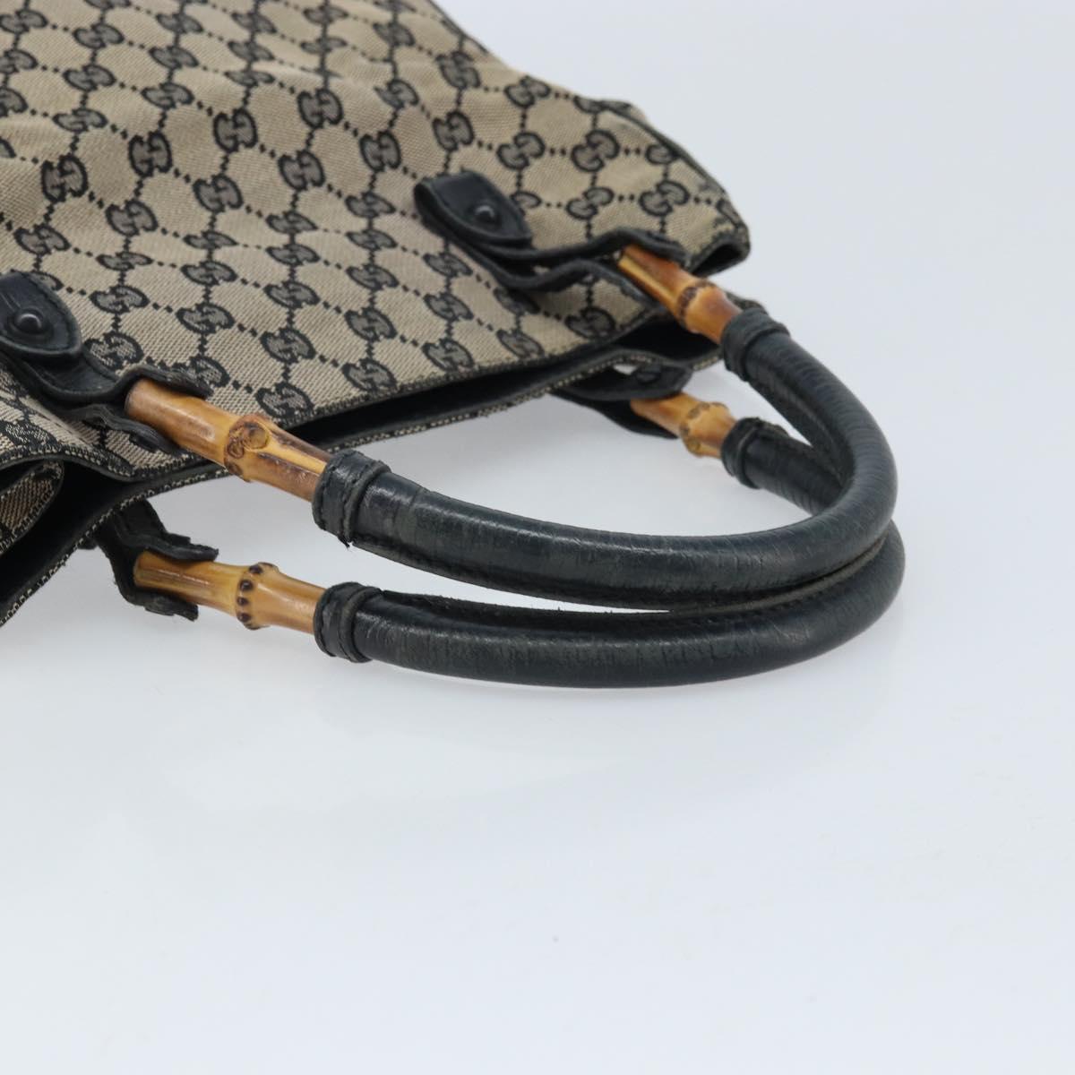 GUCCI GG Canvas Bamboo Hand Bag Beige 112530 Auth ka3079