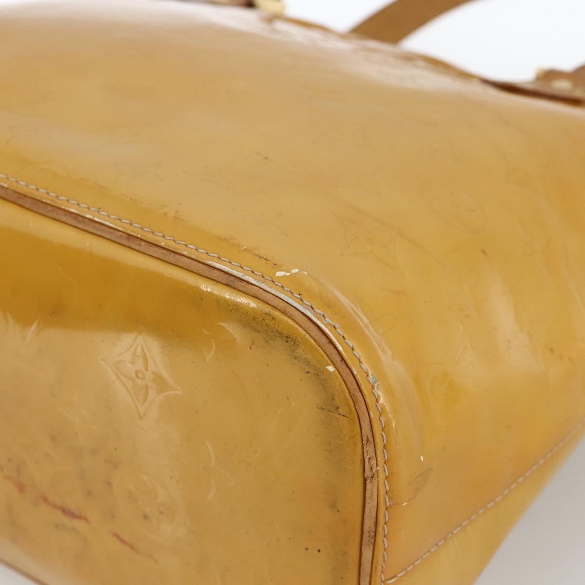 LOUIS VUITTON Monogram Vernis Houston Hand Bag Beige M91004 LV Auth ka3081