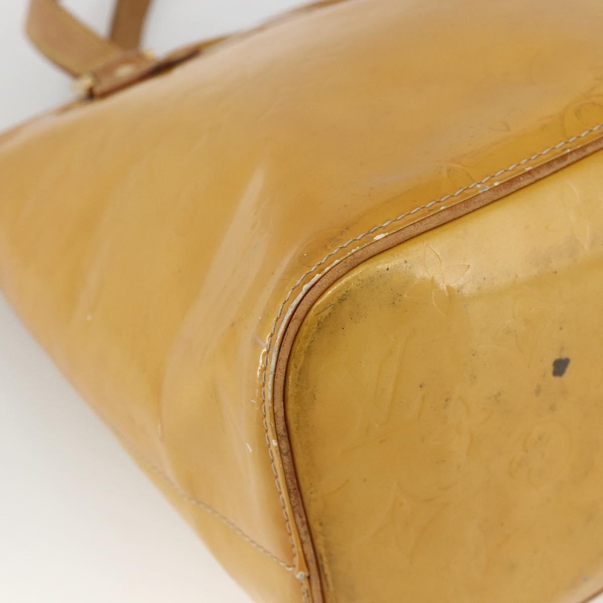 LOUIS VUITTON Monogram Vernis Houston Hand Bag Beige M91004 LV Auth ka3081