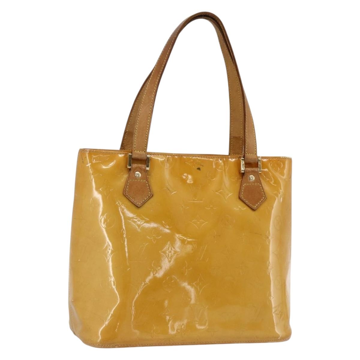 LOUIS VUITTON Monogram Vernis Houston Hand Bag Beige M91004 LV Auth ka3081