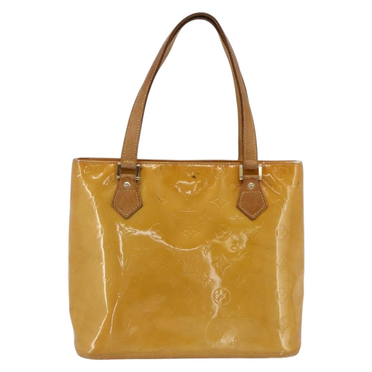 LOUIS VUITTON Monogram Vernis Houston Hand Bag Beige M91004 LV Auth ka3081