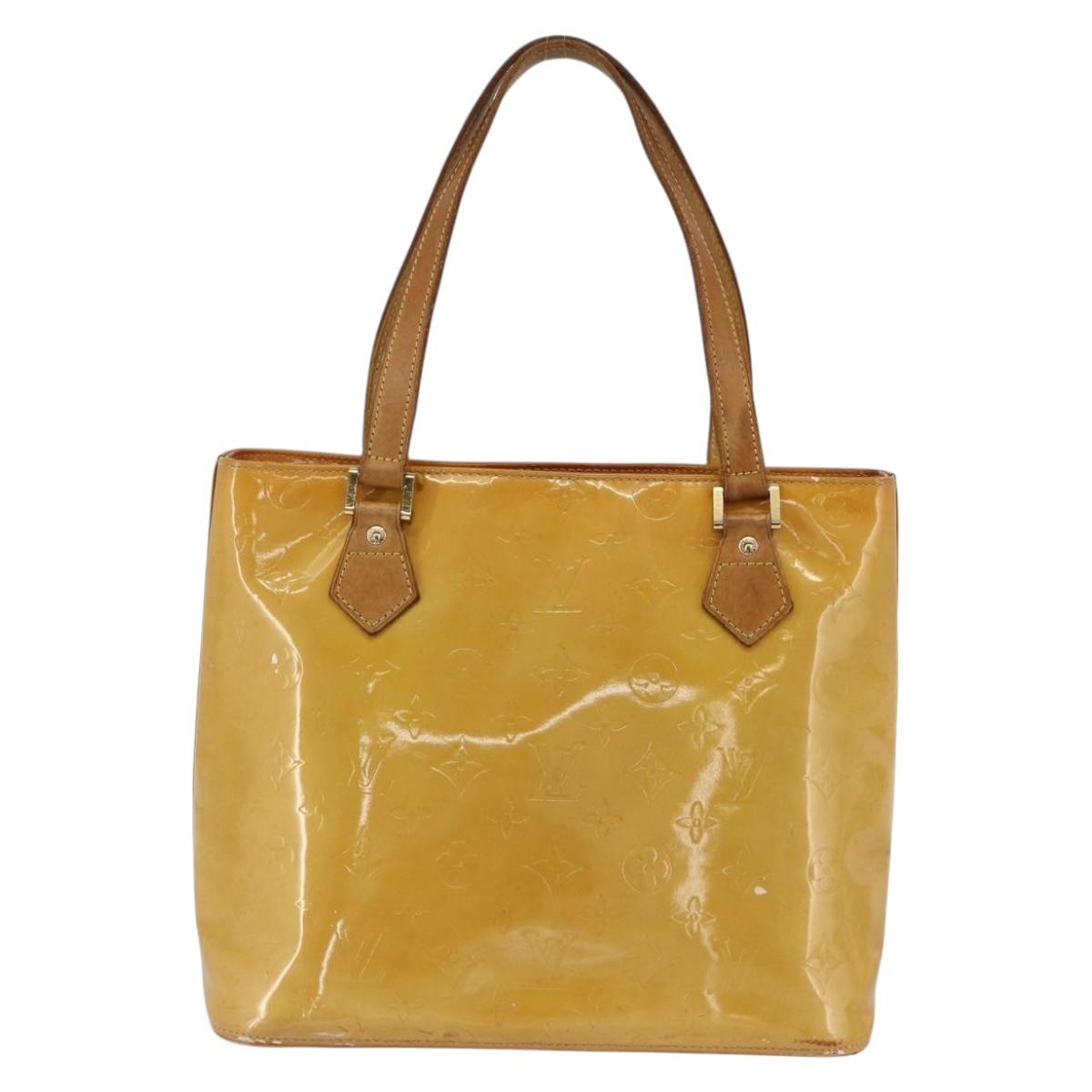 LOUIS VUITTON Monogram Vernis Houston Hand Bag Beige M91004 LV Auth ka3081