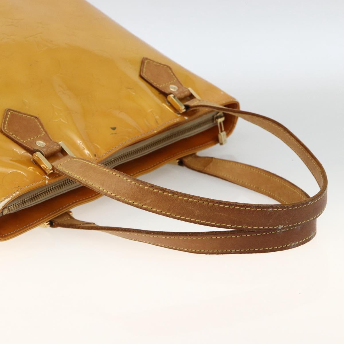 LOUIS VUITTON Monogram Vernis Houston Hand Bag Beige M91004 LV Auth ka3081