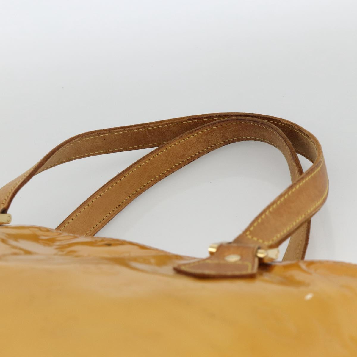 LOUIS VUITTON Monogram Vernis Houston Hand Bag Beige M91004 LV Auth ka3081