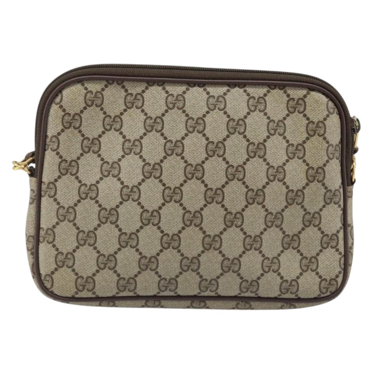 GUCCI GG Supreme Shoulder Bag PVC Beige Gold 97 02 068 Auth ka3083