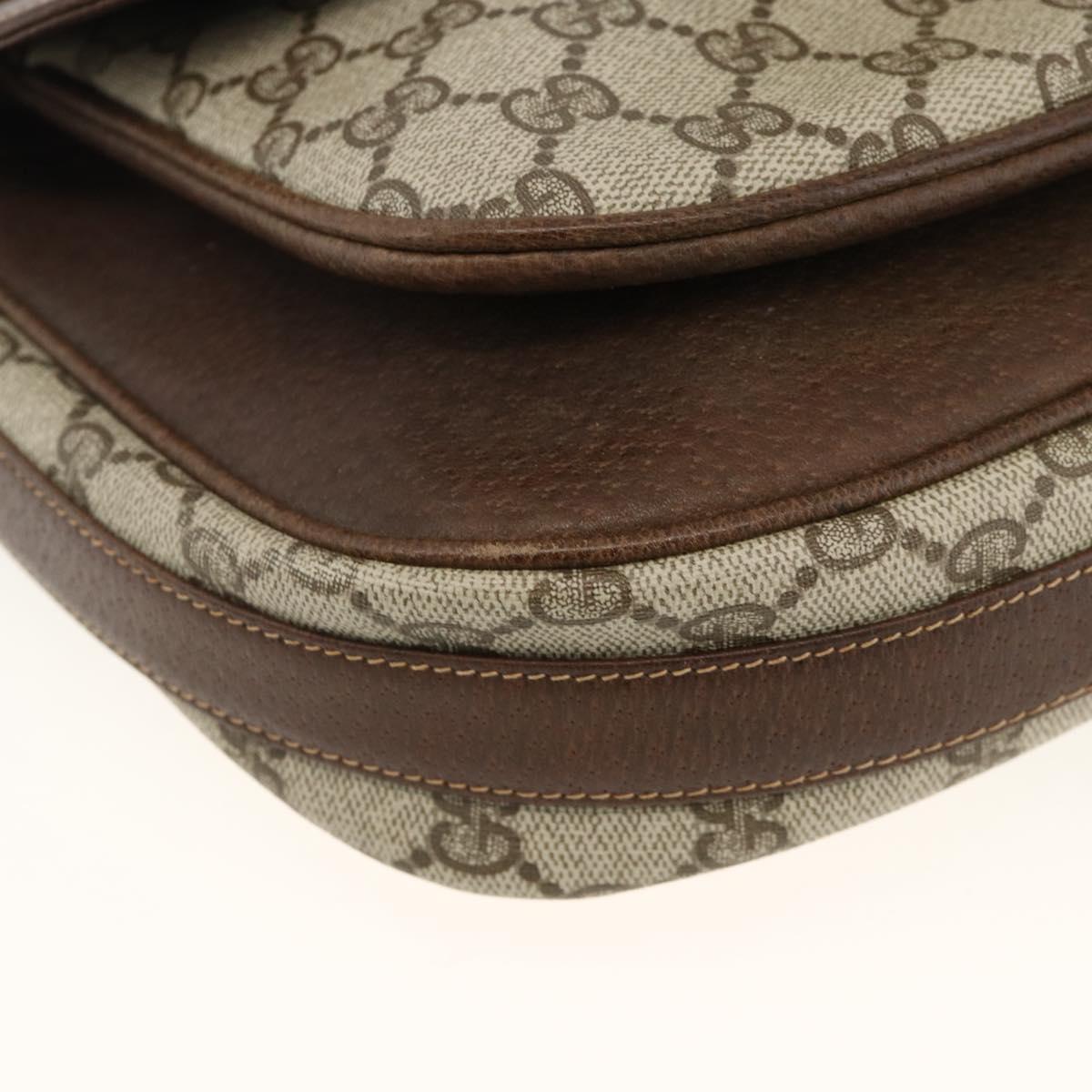 GUCCI GG Supreme Shoulder Bag PVC Gold Beige Auth ka3088