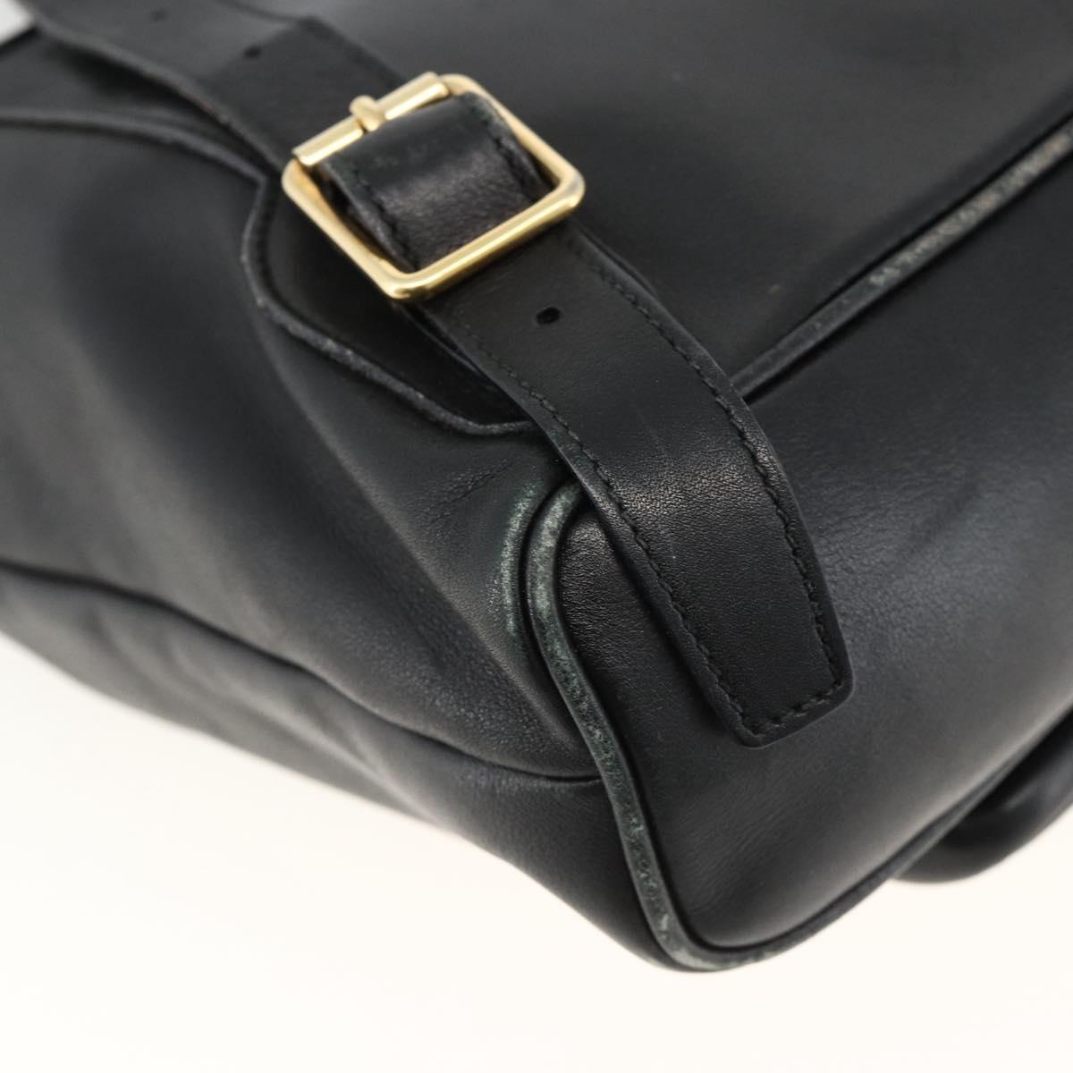 GUCCI Bamboo Backpack Leather Black Gold 003 2034 0030 Auth ka3090