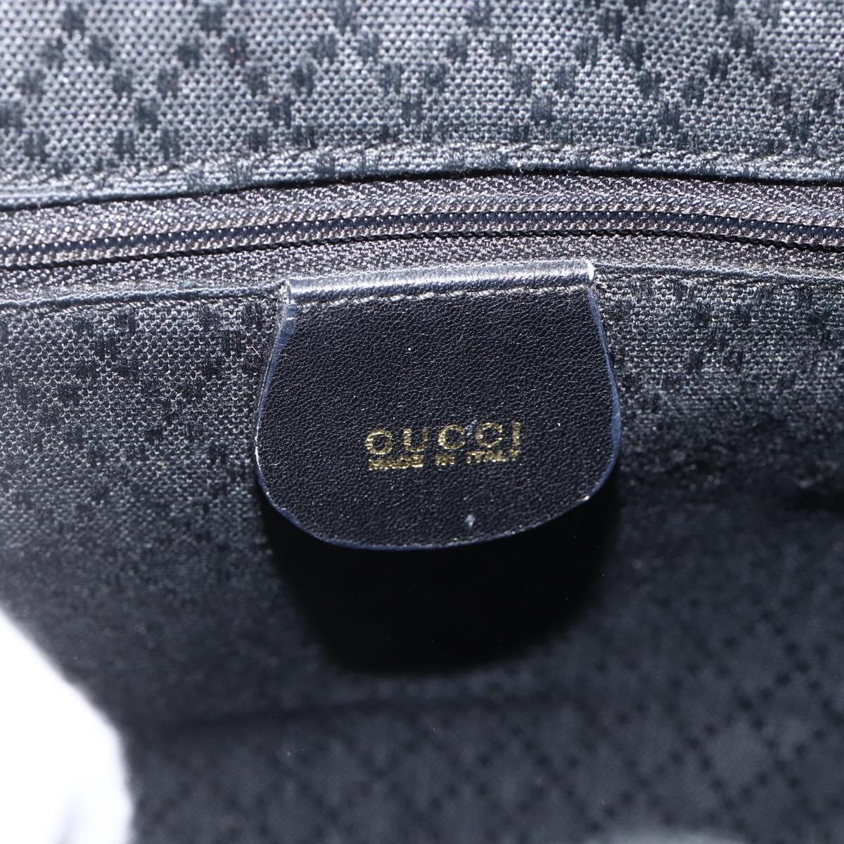 GUCCI Bamboo Backpack Leather Black Gold 003 2034 0030 Auth ka3090