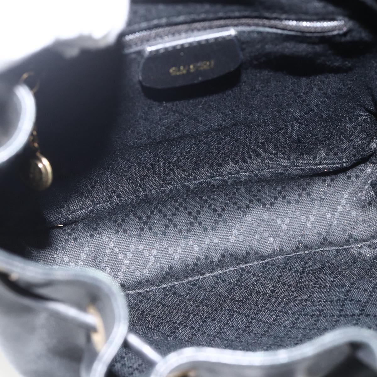 GUCCI Bamboo Backpack Leather Black Gold 003 2034 0030 Auth ka3090