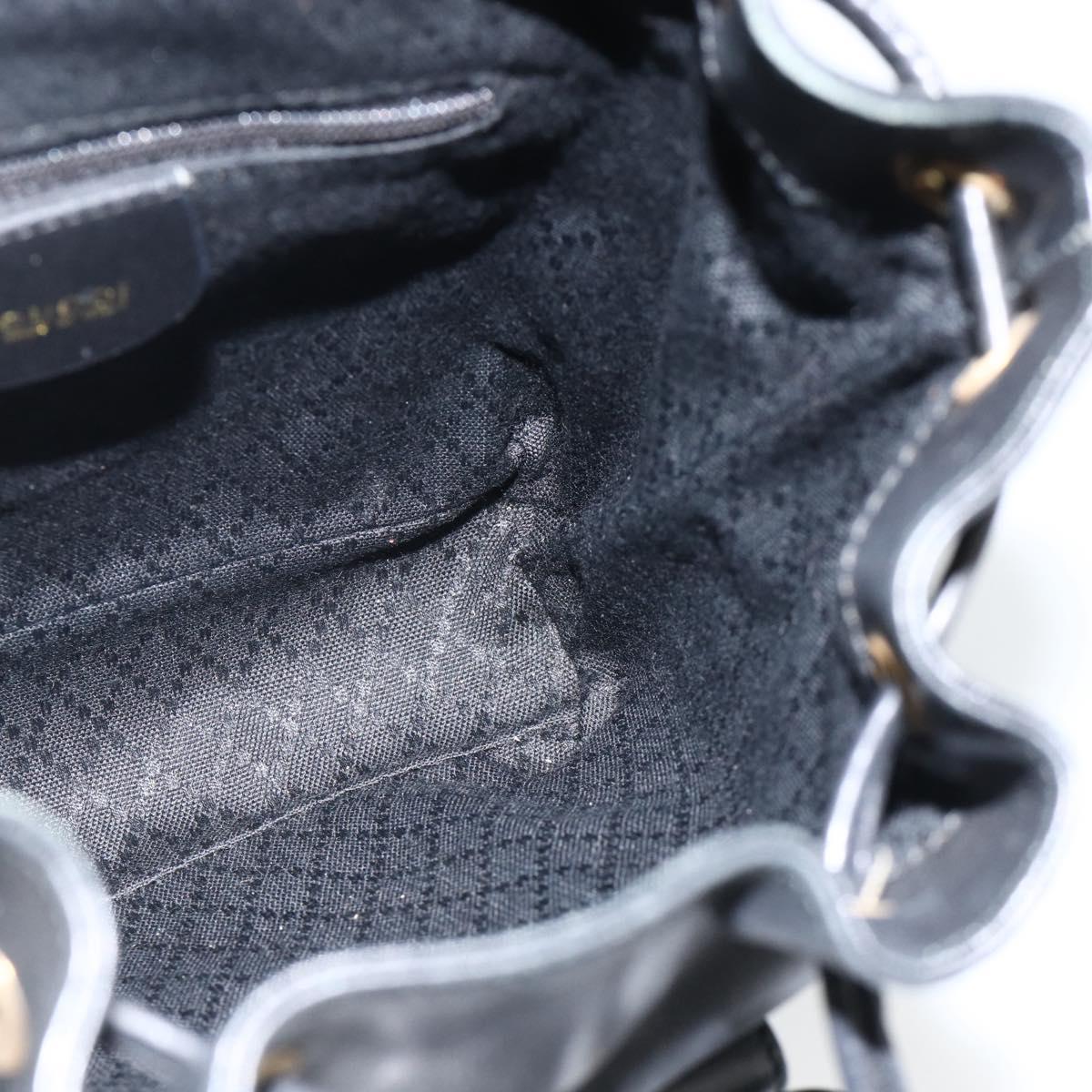 GUCCI Bamboo Backpack Leather Black Gold 003 2034 0030 Auth ka3090