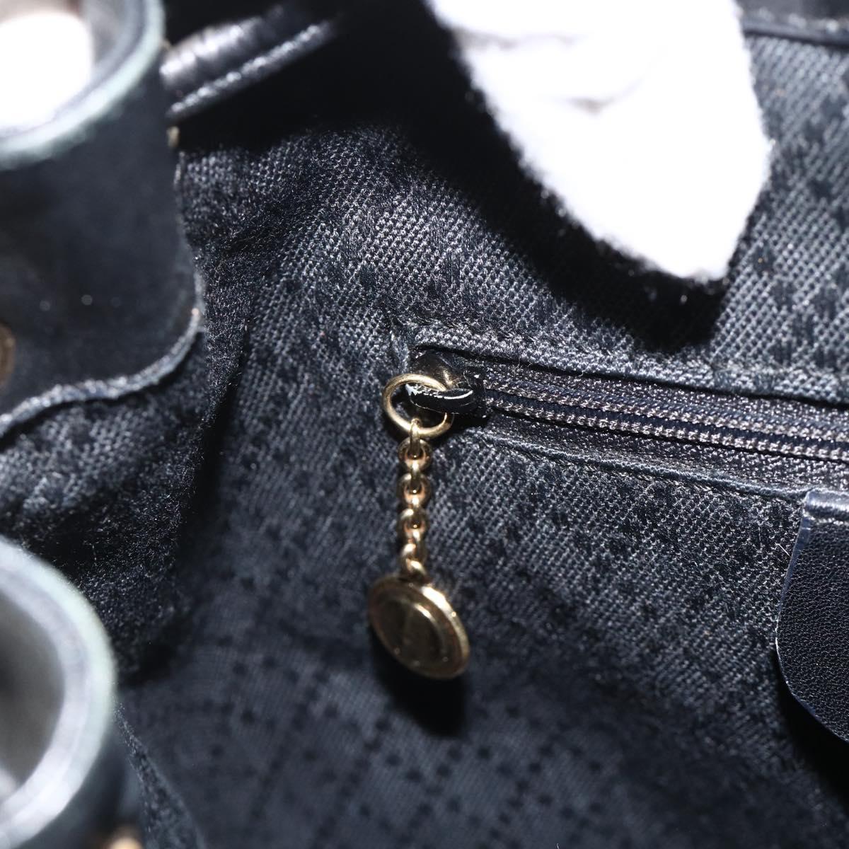 GUCCI Bamboo Backpack Leather Black Gold 003 2034 0030 Auth ka3090
