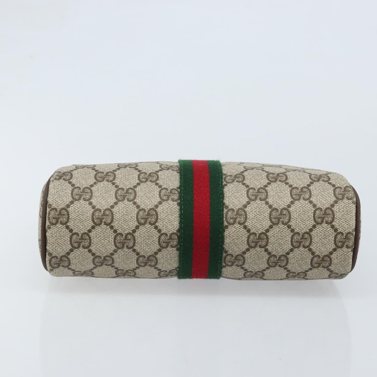 GUCCI GG Supreme Web Sherry Line Bag PVC Beige Gold 98 30 014 3553 Auth ka3094