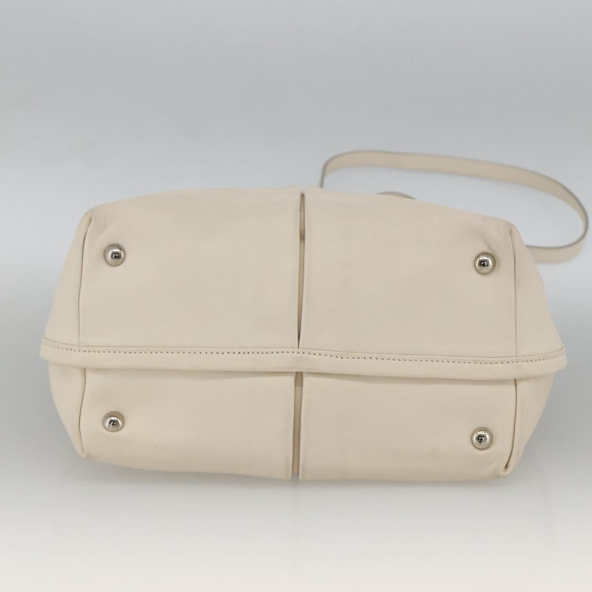 Salvatore Ferragamo Hand Bag Leather 2way White Silver Auth ka3096A