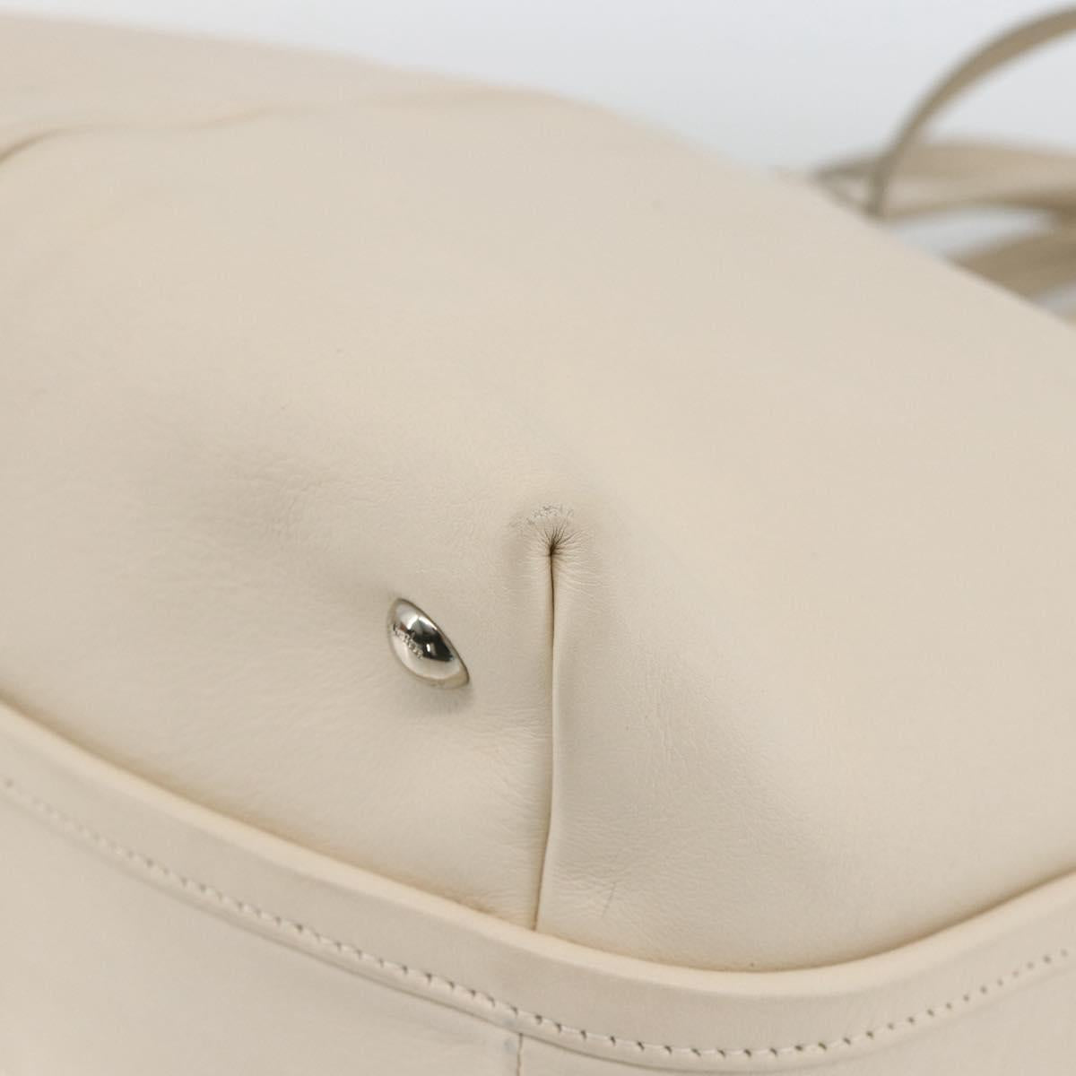 Salvatore Ferragamo Hand Bag Leather 2way White Silver Auth ka3096A