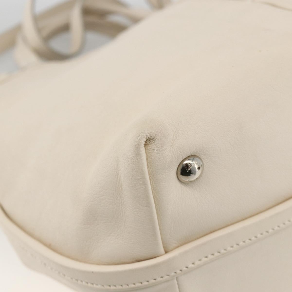 Salvatore Ferragamo Hand Bag Leather 2way White Silver Auth ka3096A