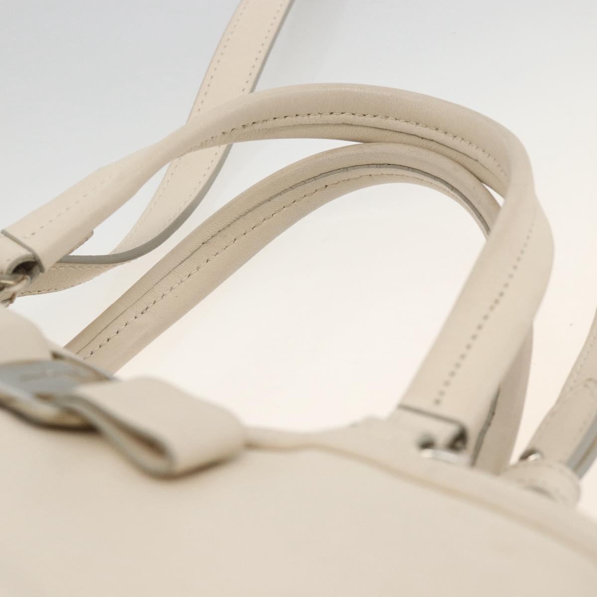 Salvatore Ferragamo Hand Bag Leather 2way White Silver Auth ka3096A