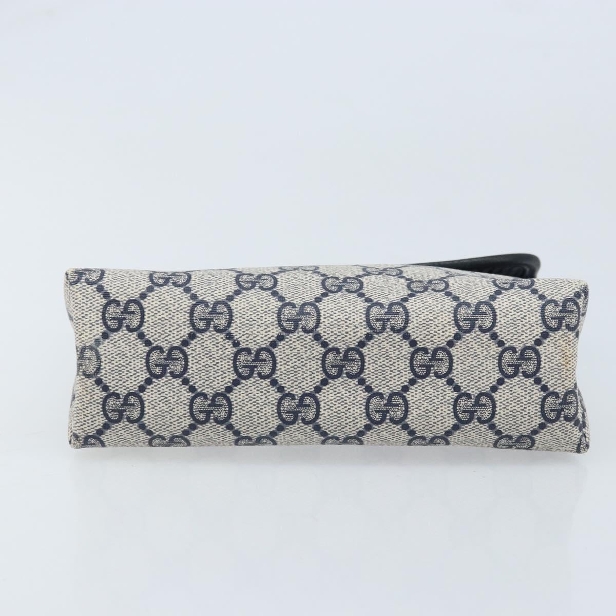 GUCCI GG Supreme Pouch PVC Navy Gold 68 039 4494 Auth ka3098