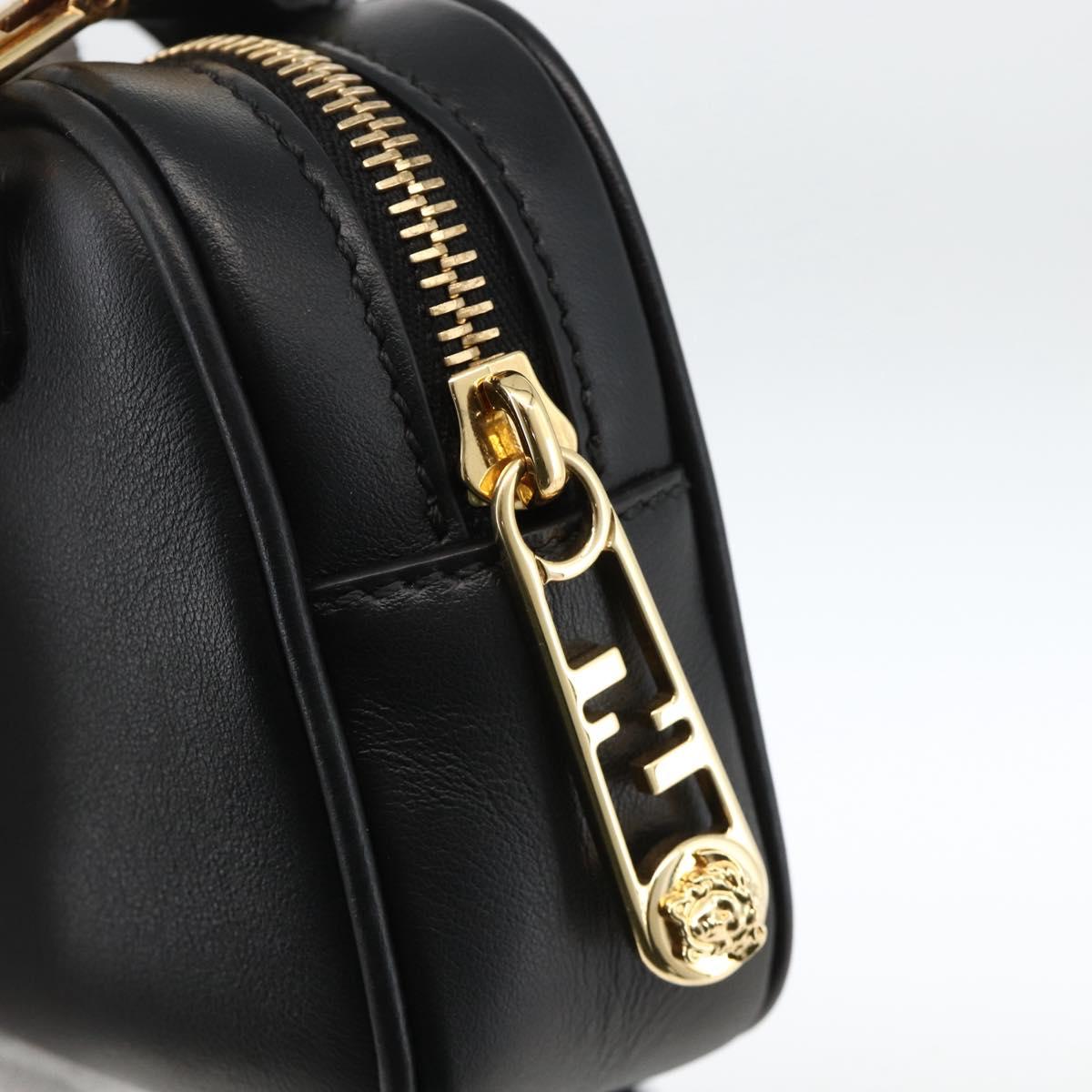 FENDI Versace collaboration Shoulder Bag Leather Black Gold Auth ka3101V