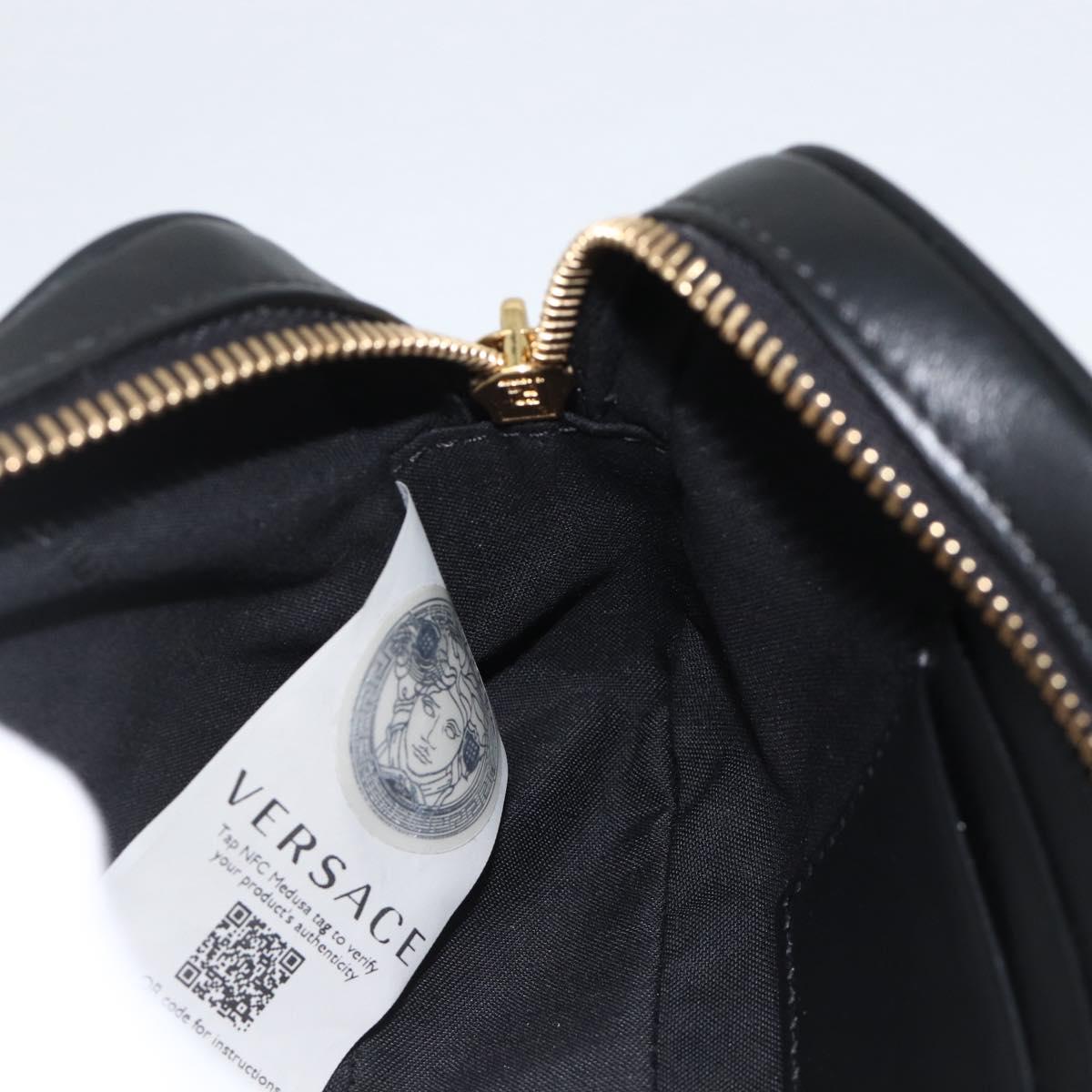 FENDI Versace collaboration Shoulder Bag Leather Black Gold Auth ka3101V