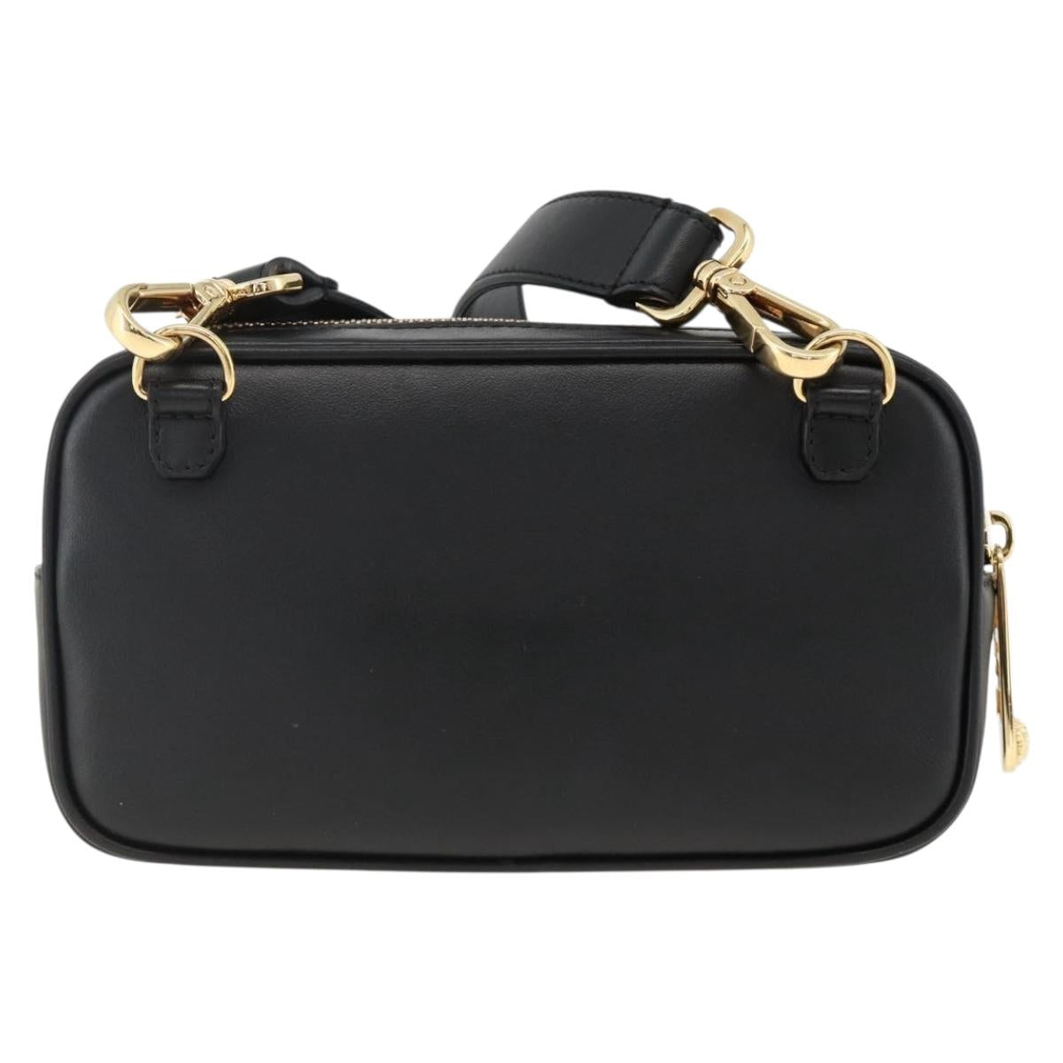 FENDI Versace collaboration Shoulder Bag Leather Black Gold Auth ka3101V