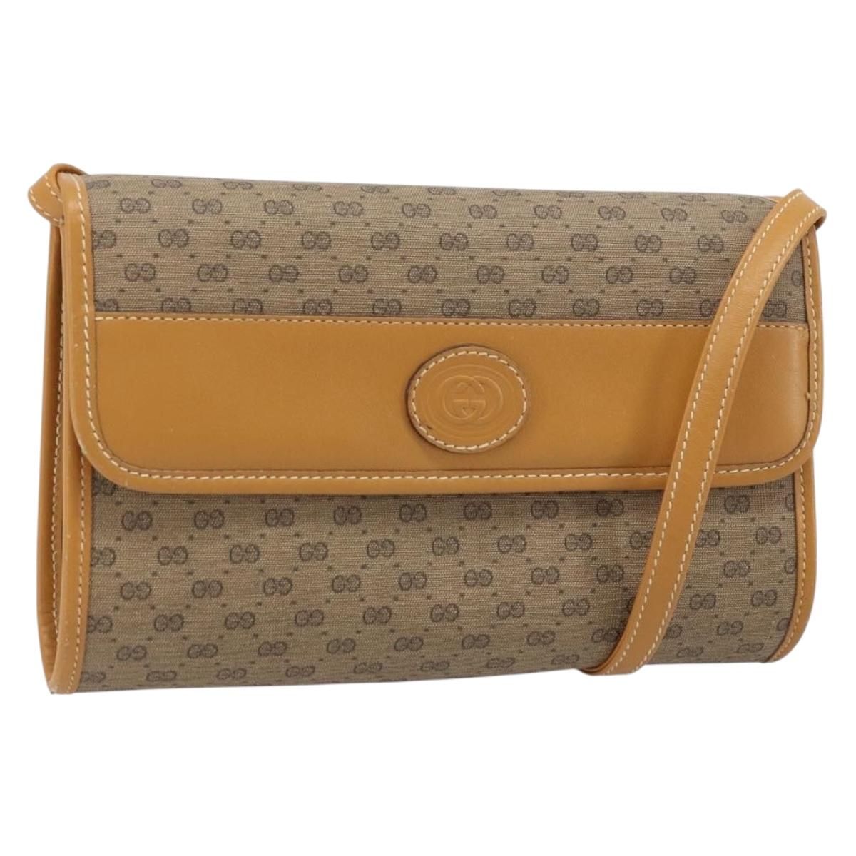 GUCCI Micro GG Supreme Shoulder Bag PVC Beige Gold 004 89 1041 Auth ka3102