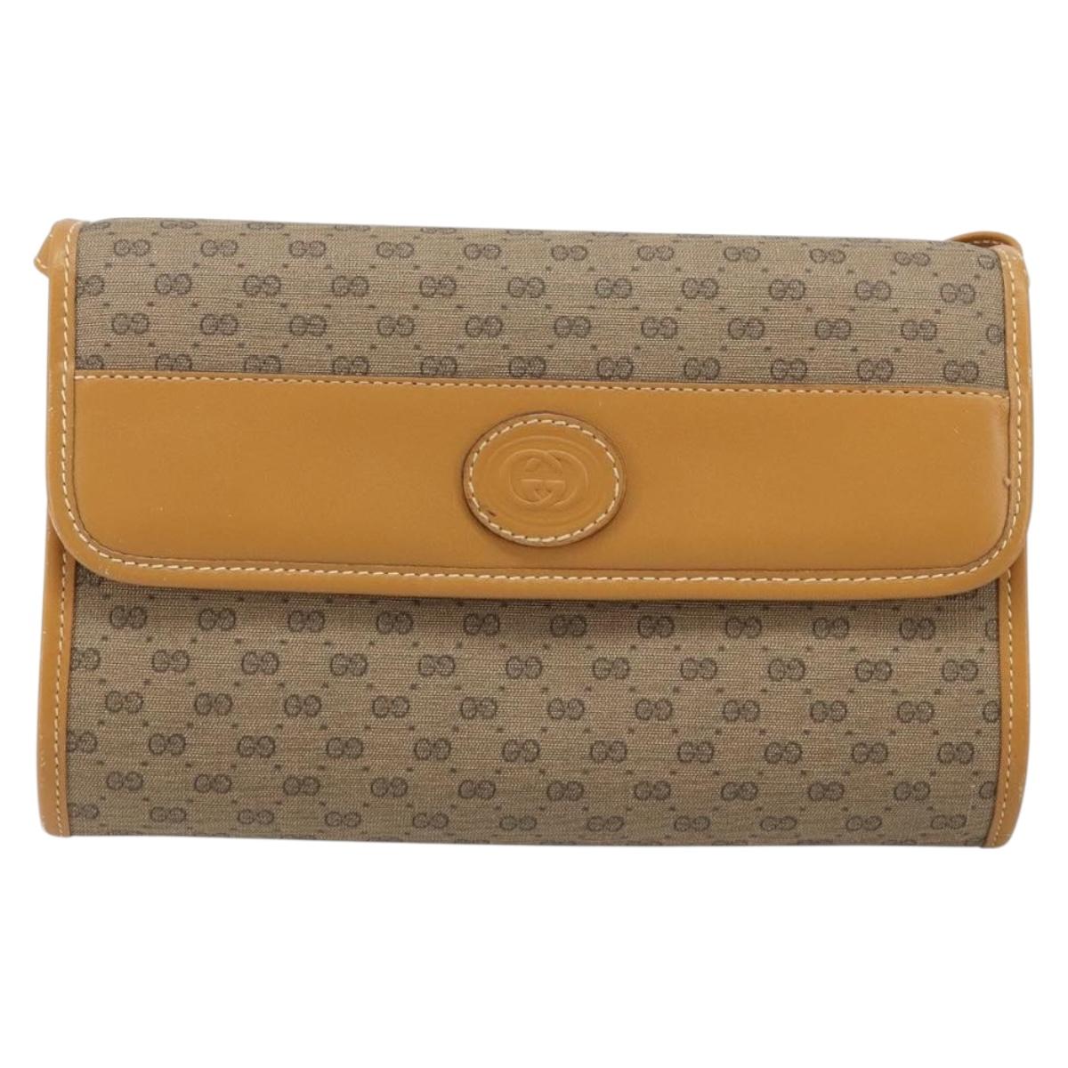 GUCCI Micro GG Supreme Shoulder Bag PVC Beige Gold 004 89 1041 Auth ka3102