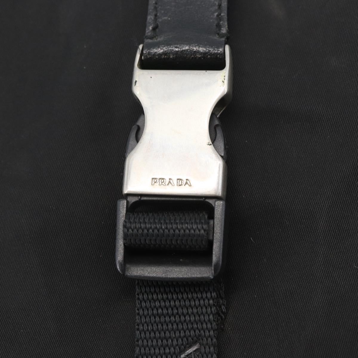 PRADA Tote Bag Nylon Black Silver Auth ka3110