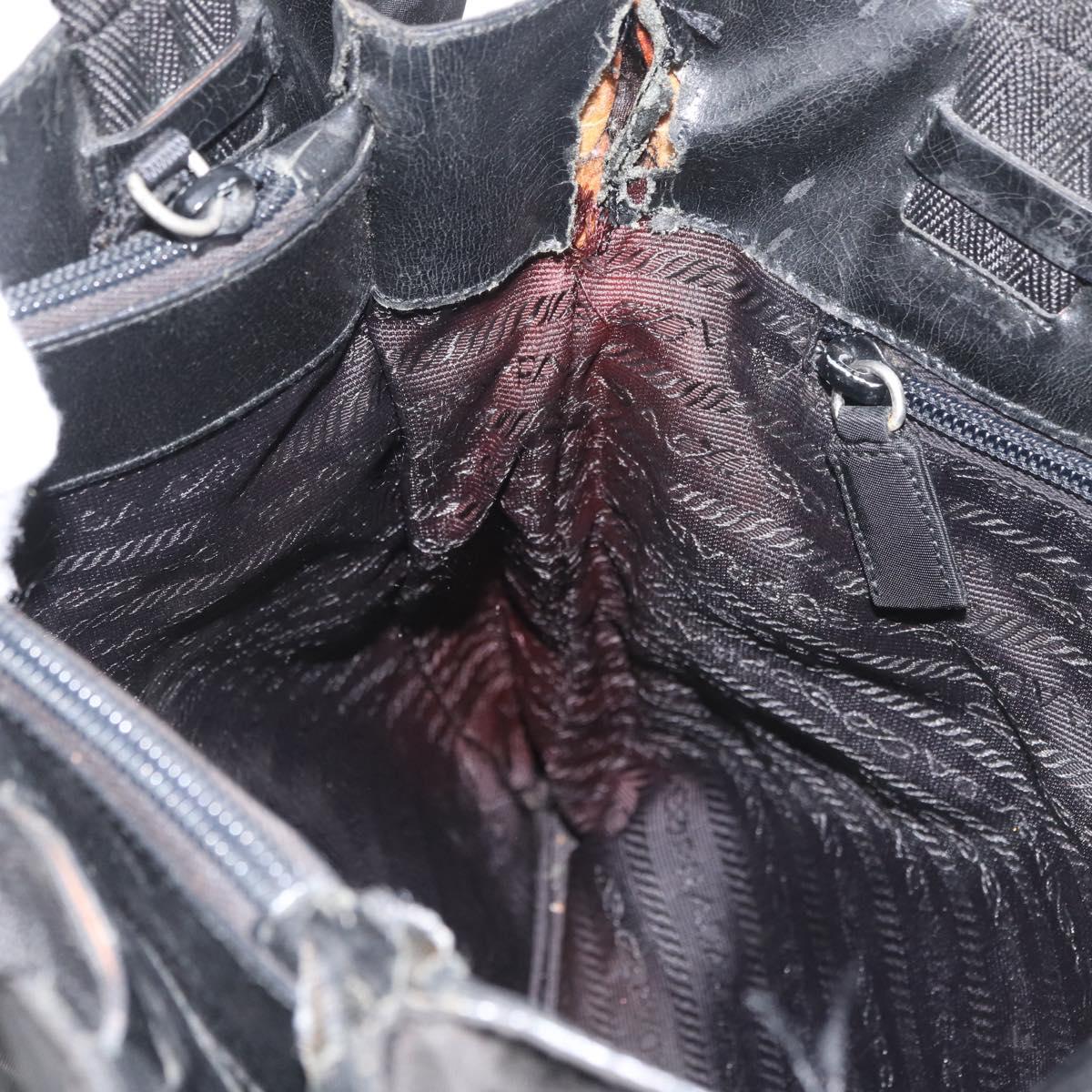 PRADA Tote Bag Nylon Black Silver Auth ka3110