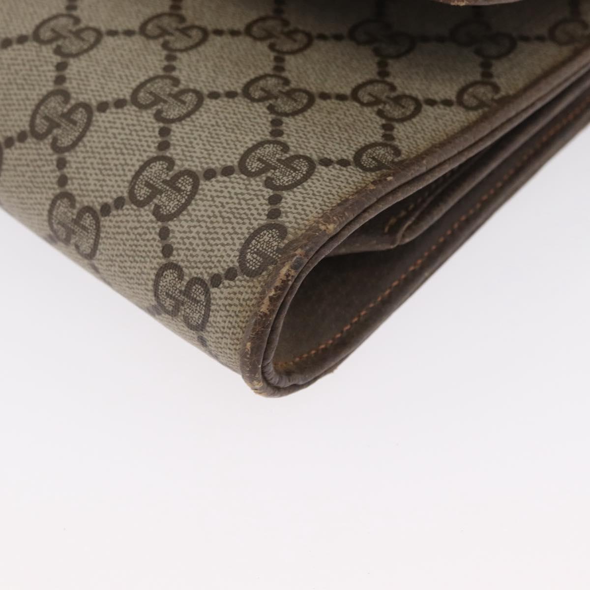 GUCCI GG Supreme Shoulder Bag PVC Beige Gold Auth ka3113