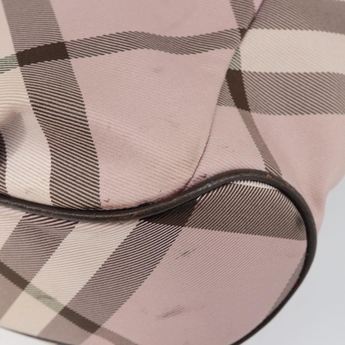 BURBERRY Nova Check Blue Label Tote Bag Nylon Silver Pink Auth ka312