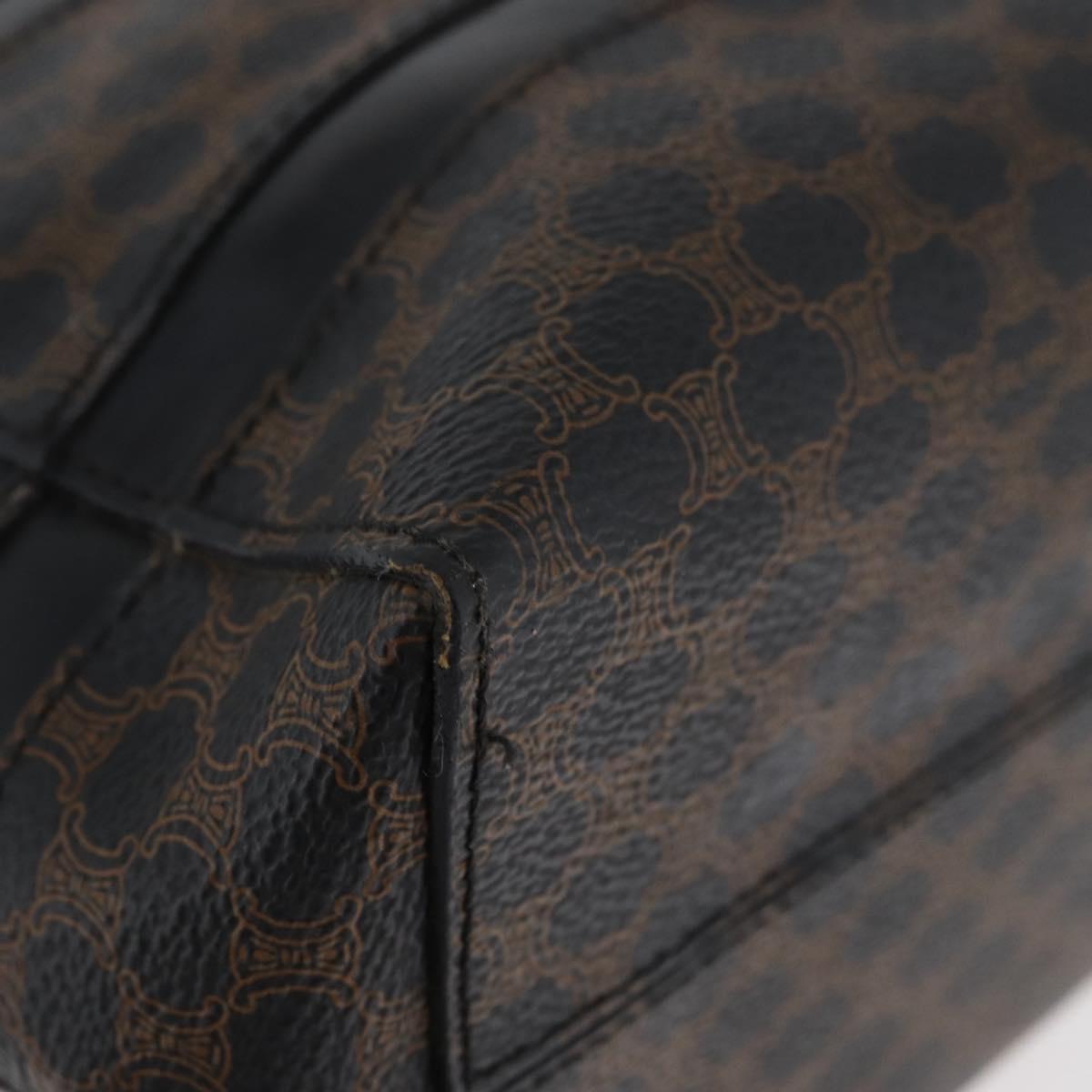 CELINE Macadam Canvas Hand Bag PVC Leather Black Gold Auth ka3121