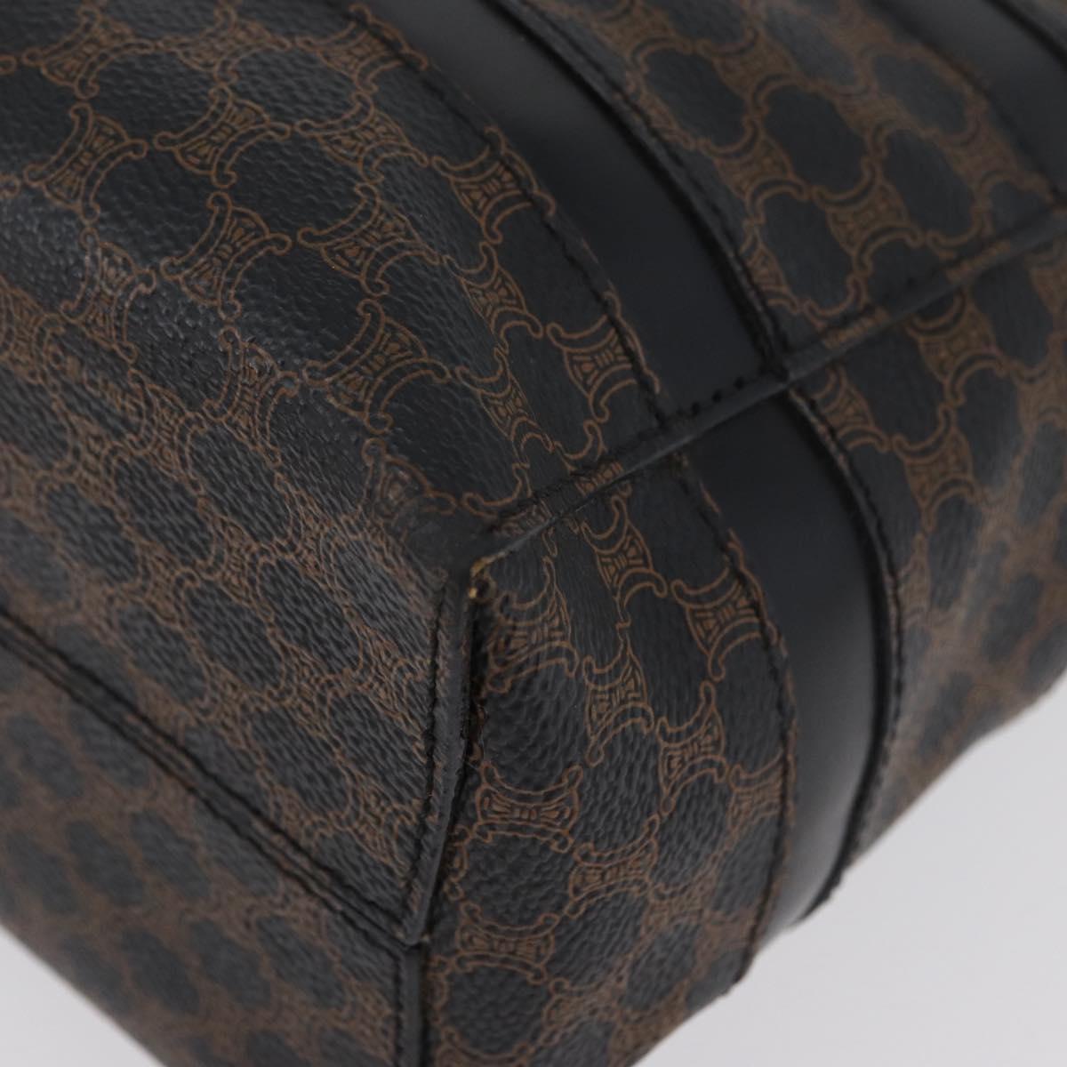 CELINE Macadam Canvas Hand Bag PVC Leather Black Gold Auth ka3121