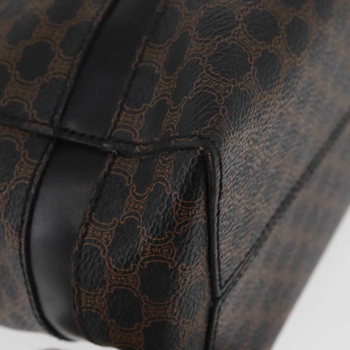 CELINE Macadam Canvas Hand Bag PVC Leather Black Gold Auth ka3121