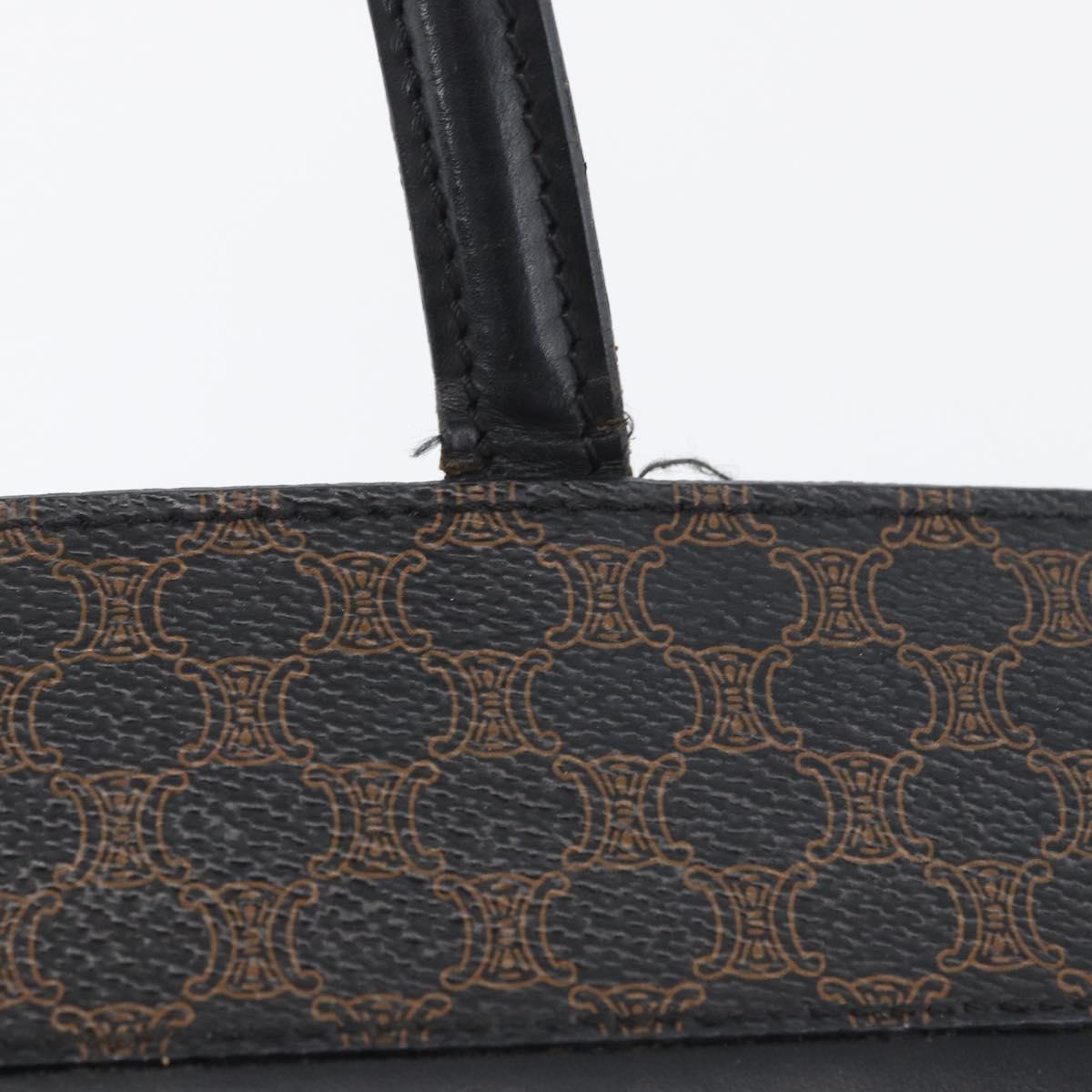 CELINE Macadam Canvas Hand Bag PVC Leather Black Gold Auth ka3121