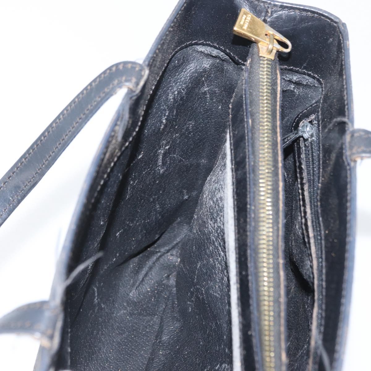 CELINE Macadam Canvas Hand Bag PVC Leather Black Gold Auth ka3121