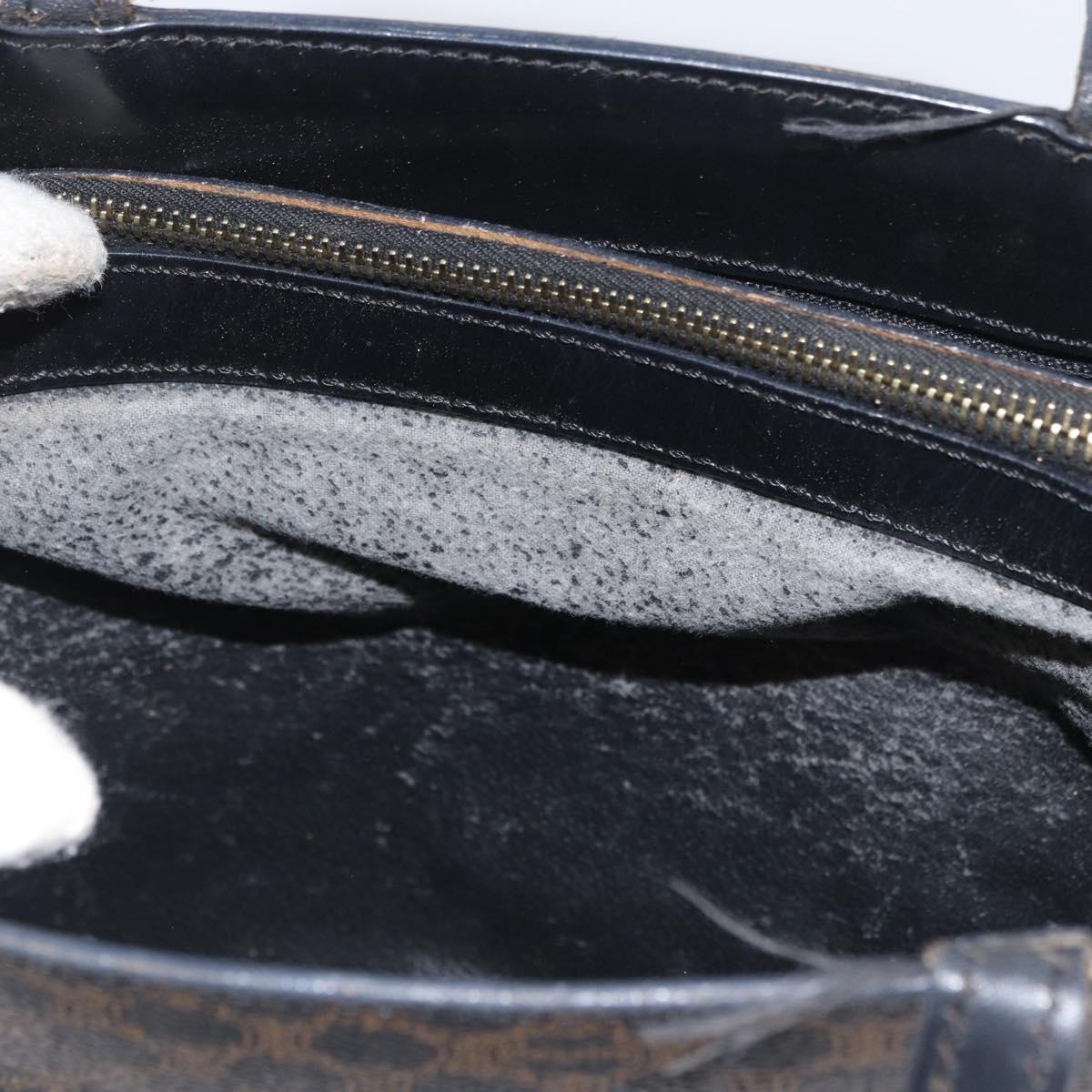 CELINE Macadam Canvas Hand Bag PVC Leather Black Gold Auth ka3121